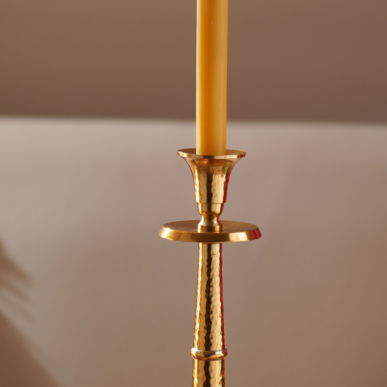 Gold Tall Hammered Candle Holder - Large