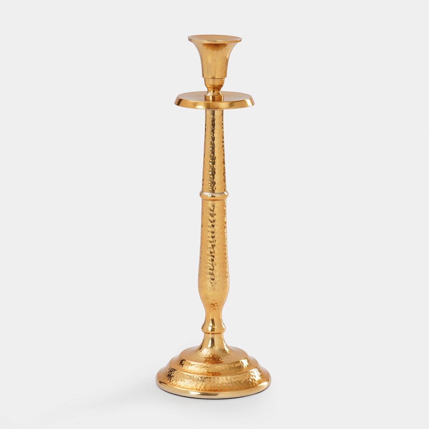 Gold Tall Hammered Candle Holder - Large