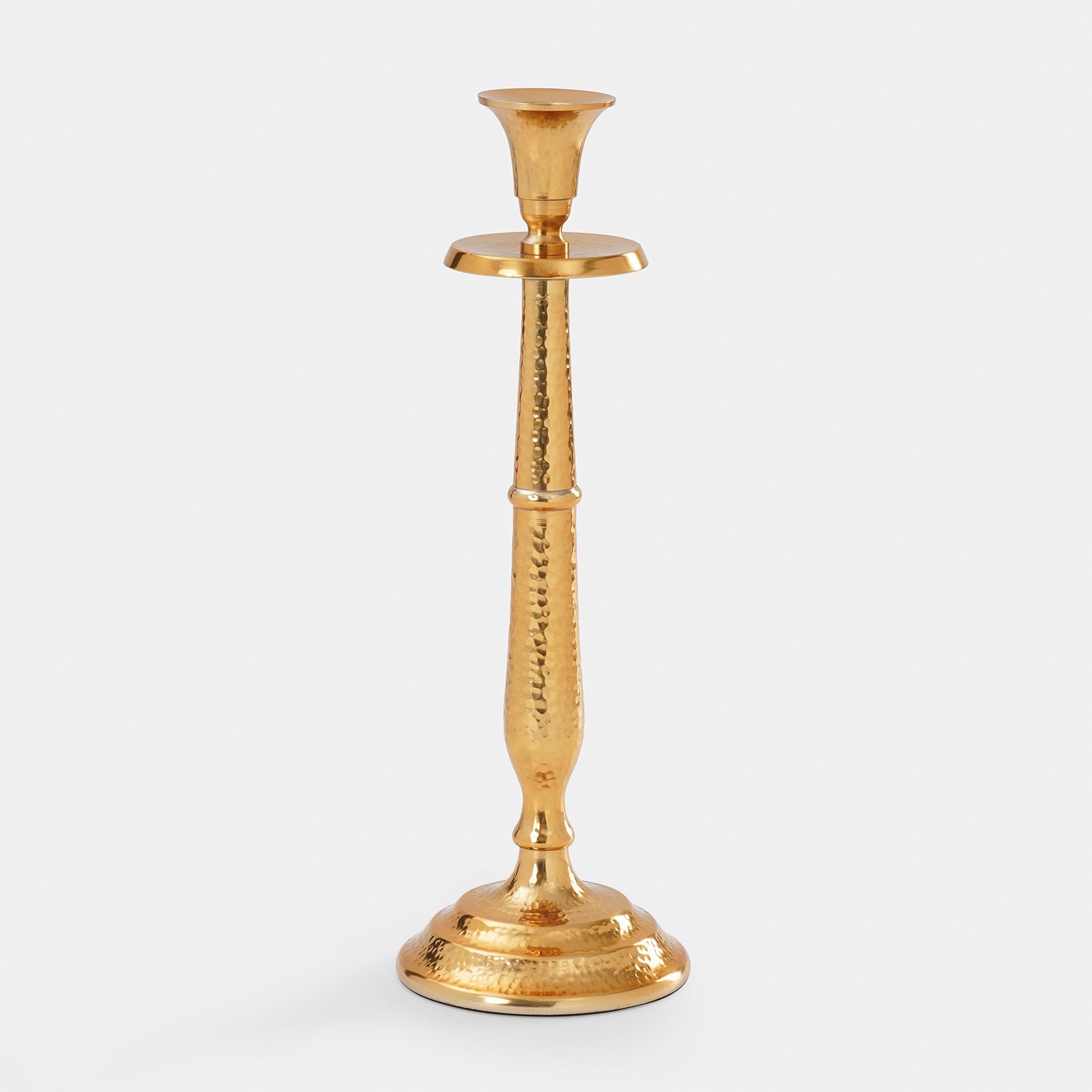 Gold Tall Hammered Candle Holder - Large