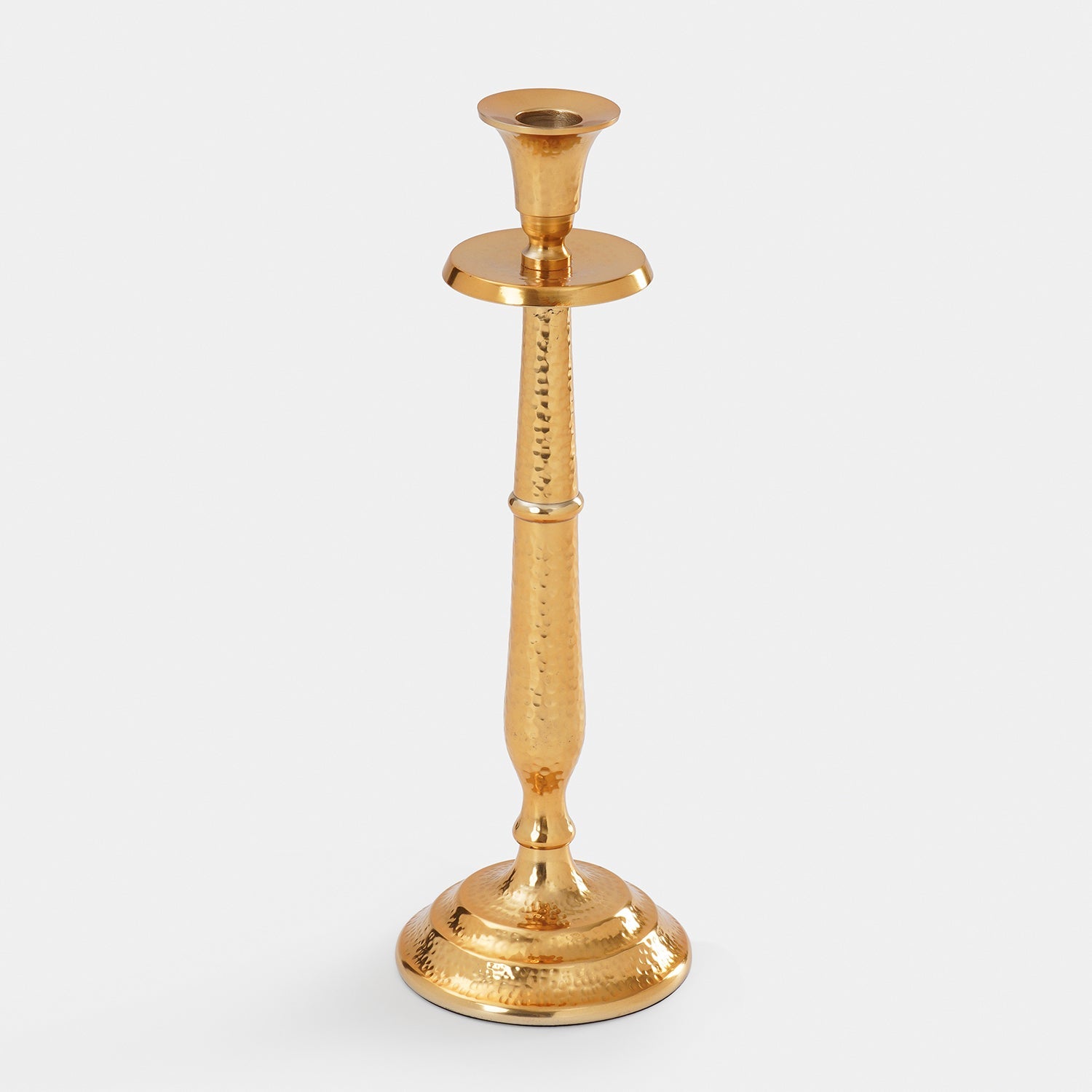 Gold Tall Hammered Candle Holder - Large