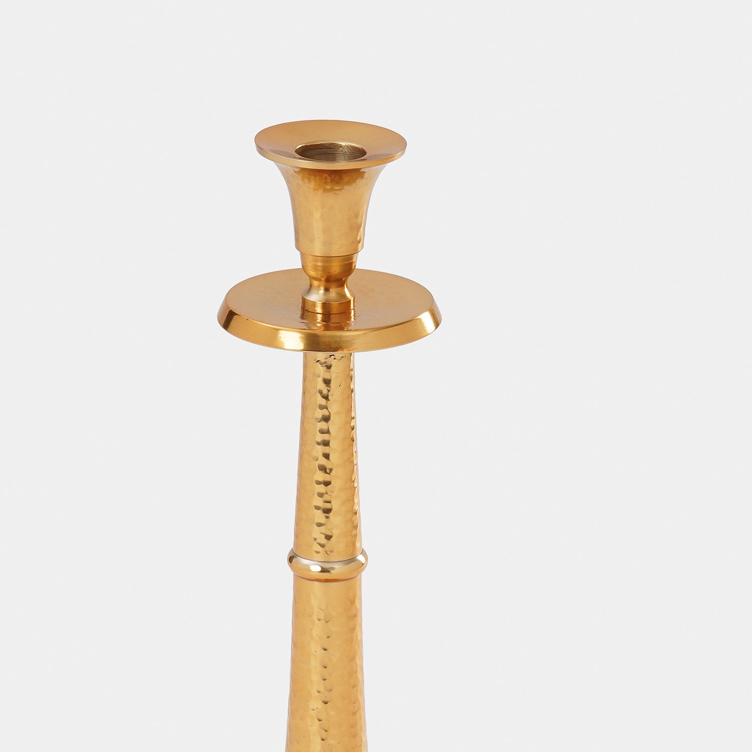 Gold Tall Hammered Candle Holder - Large