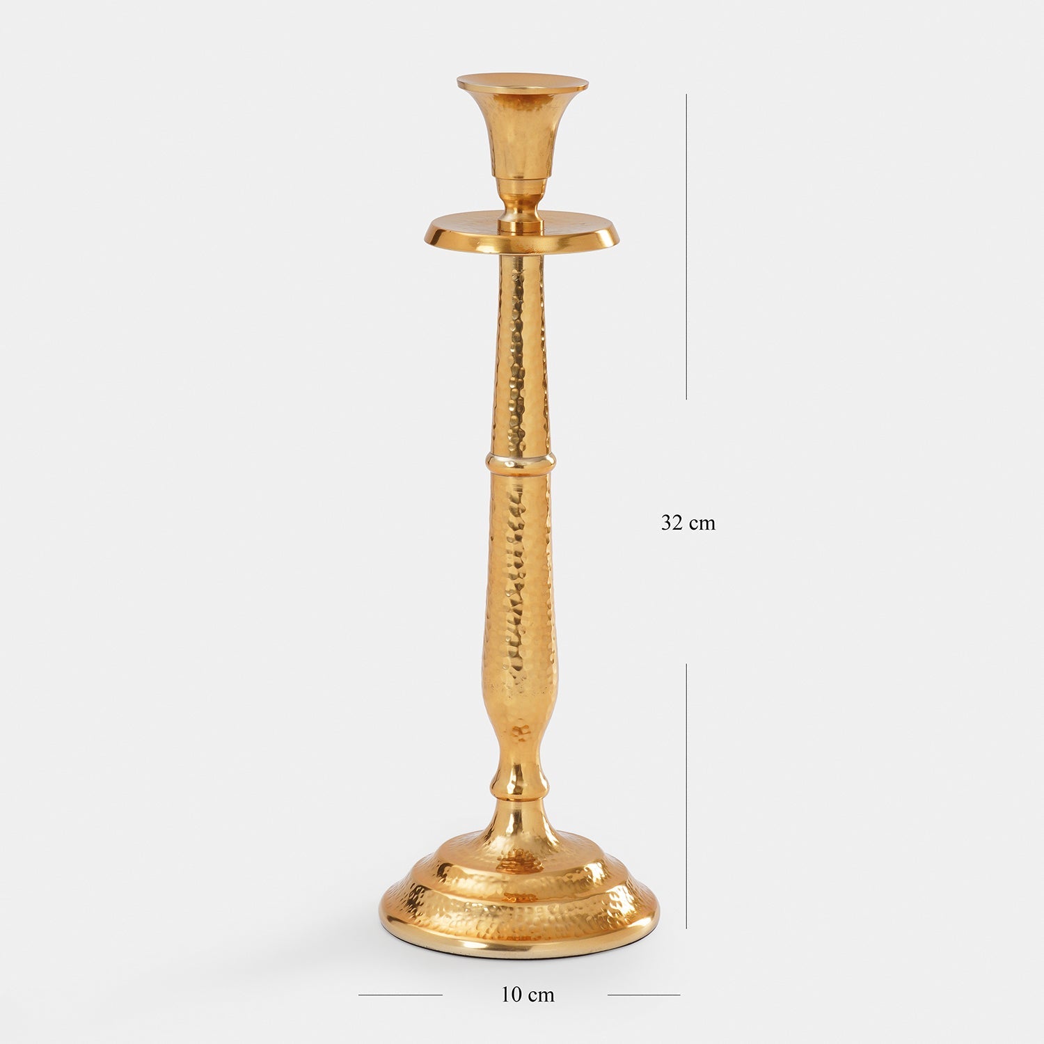 Gold Tall Hammered Candle Holder - Large