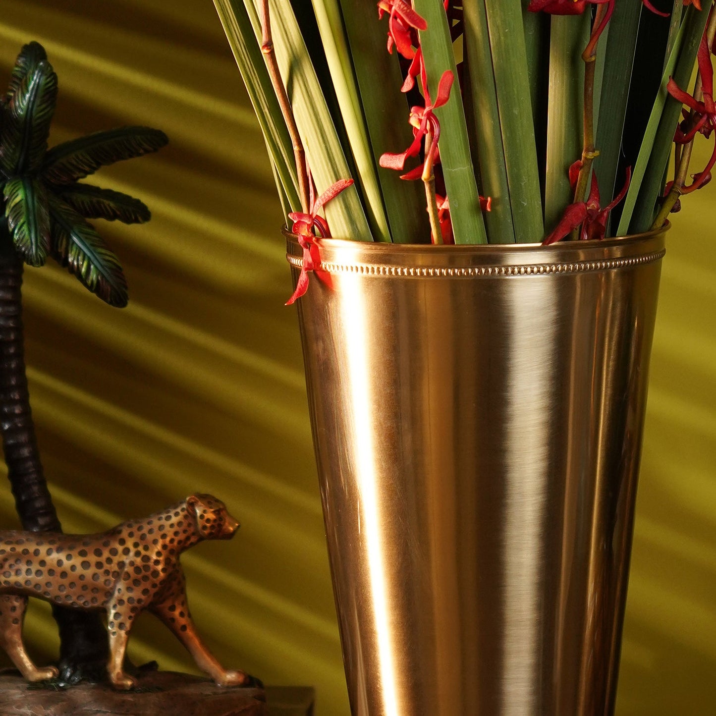 Gold Stainless Steel Cone Shaped Vase - Large