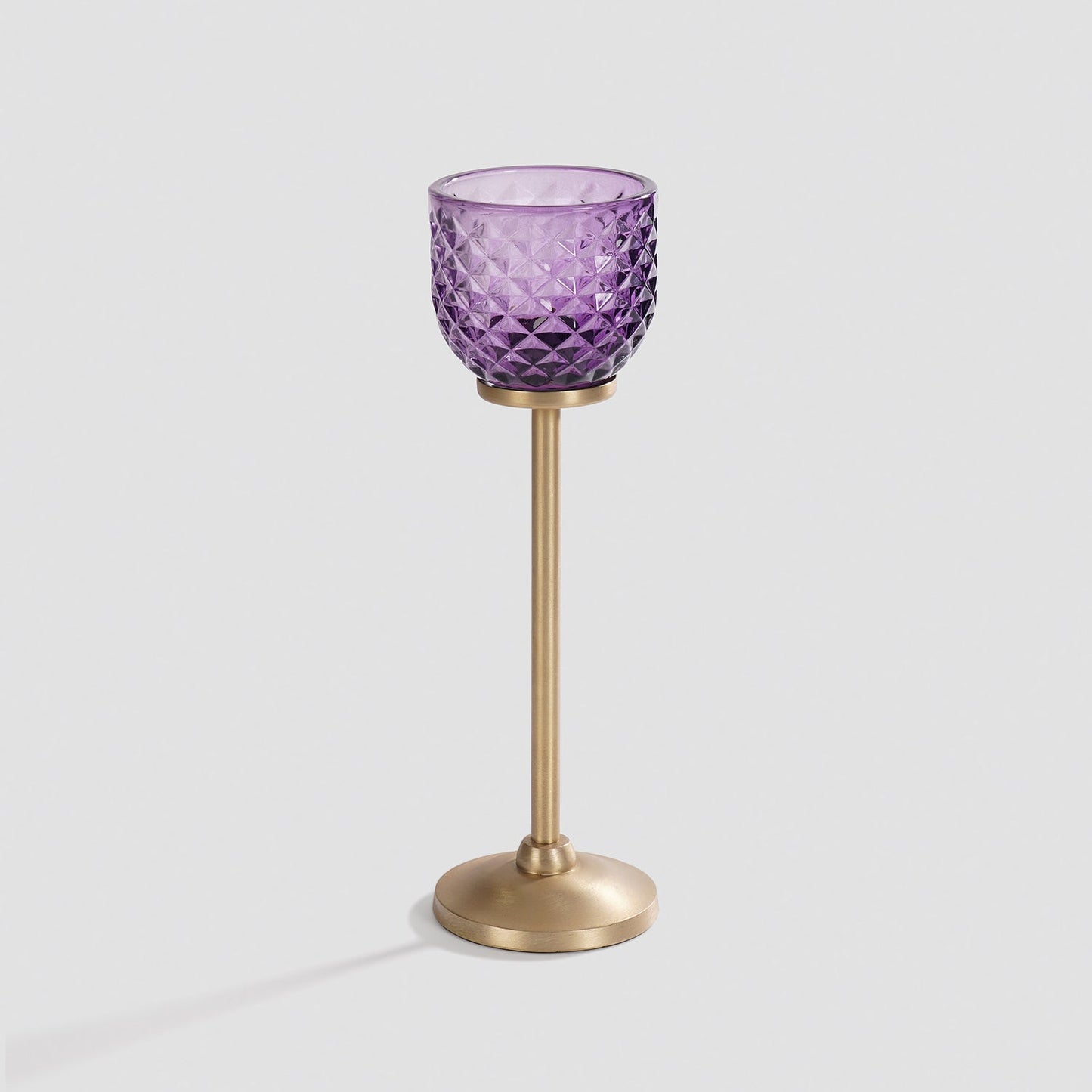 Purple Diamond Texture Candle Holder with Stand - Small