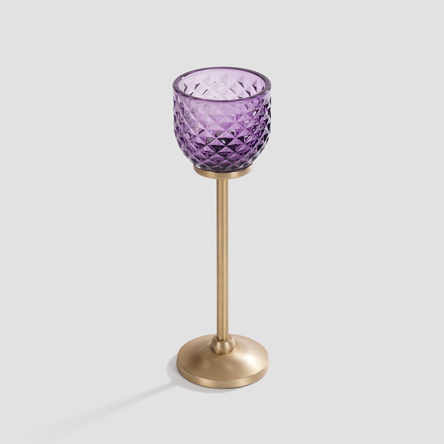 Purple Diamond Texture Candle Holder with Stand - Small