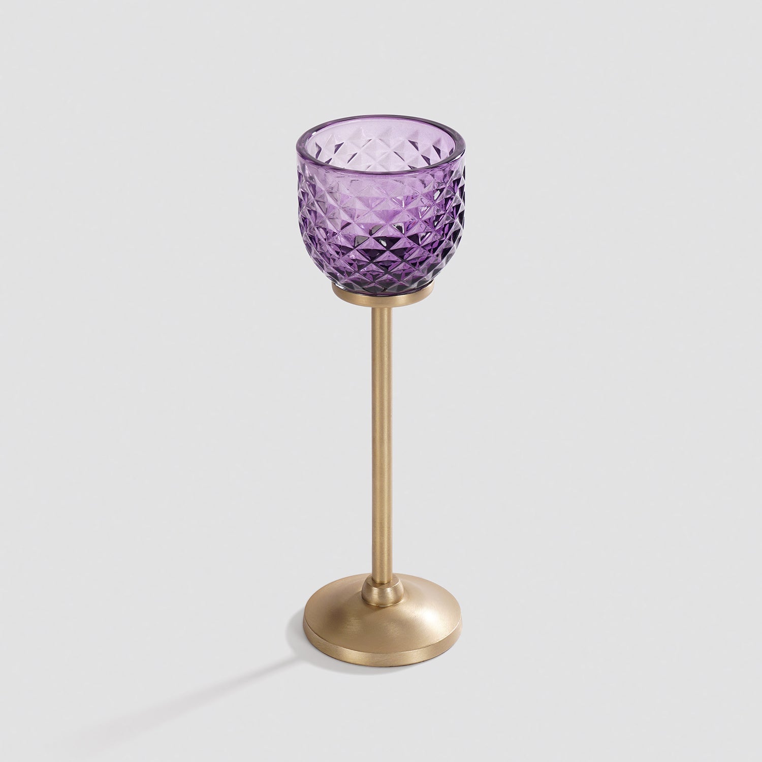 Purple Diamond Texture Candle Holder with Stand - Small