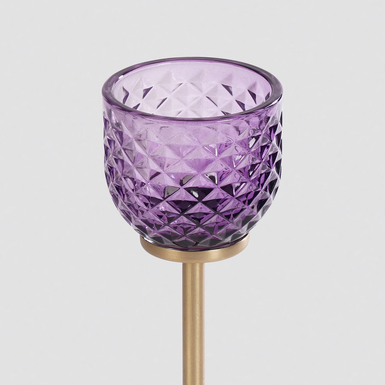 Purple Diamond Texture Candle Holder with Stand - Small