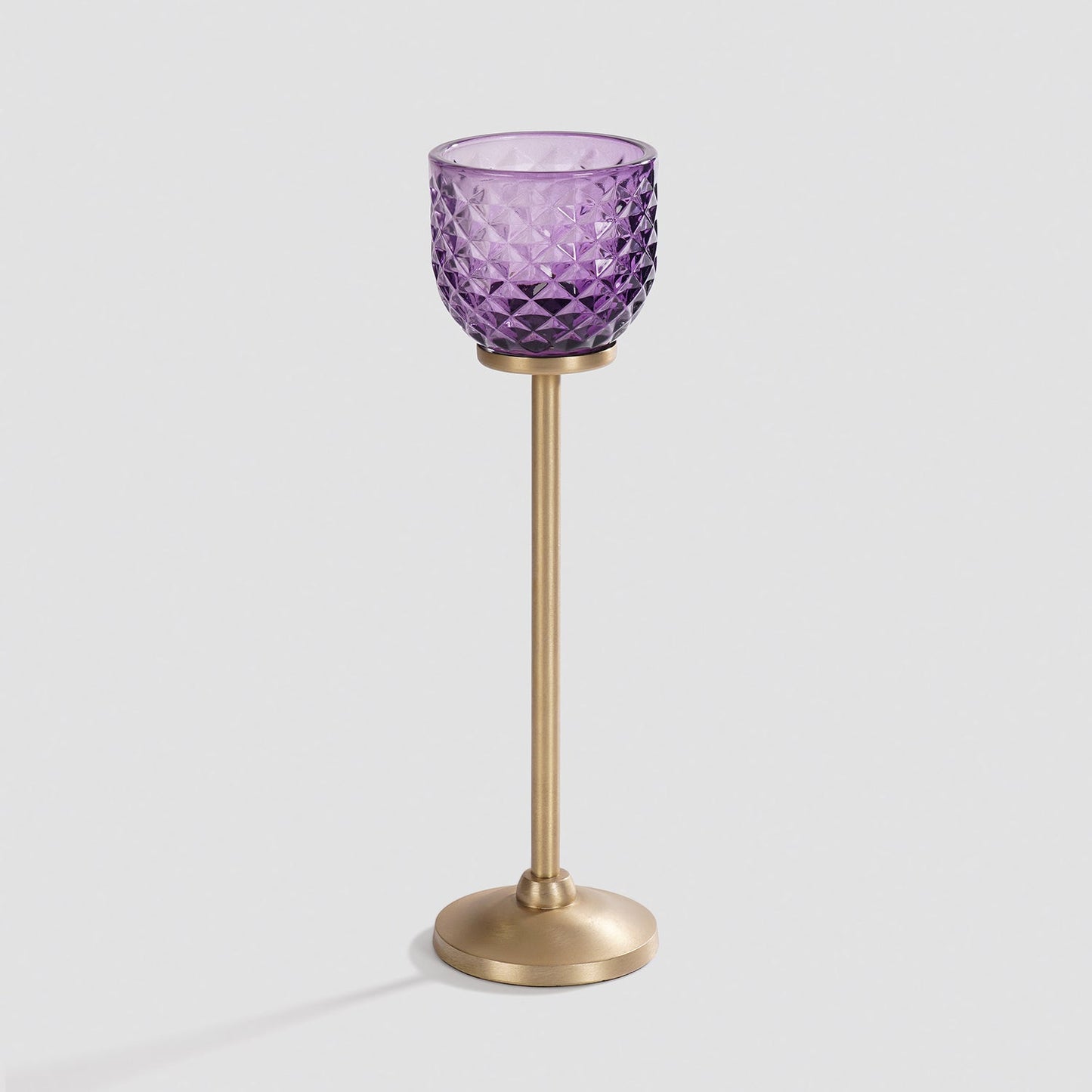 Purple Diamond Texture Candle Holder with Stand - Large