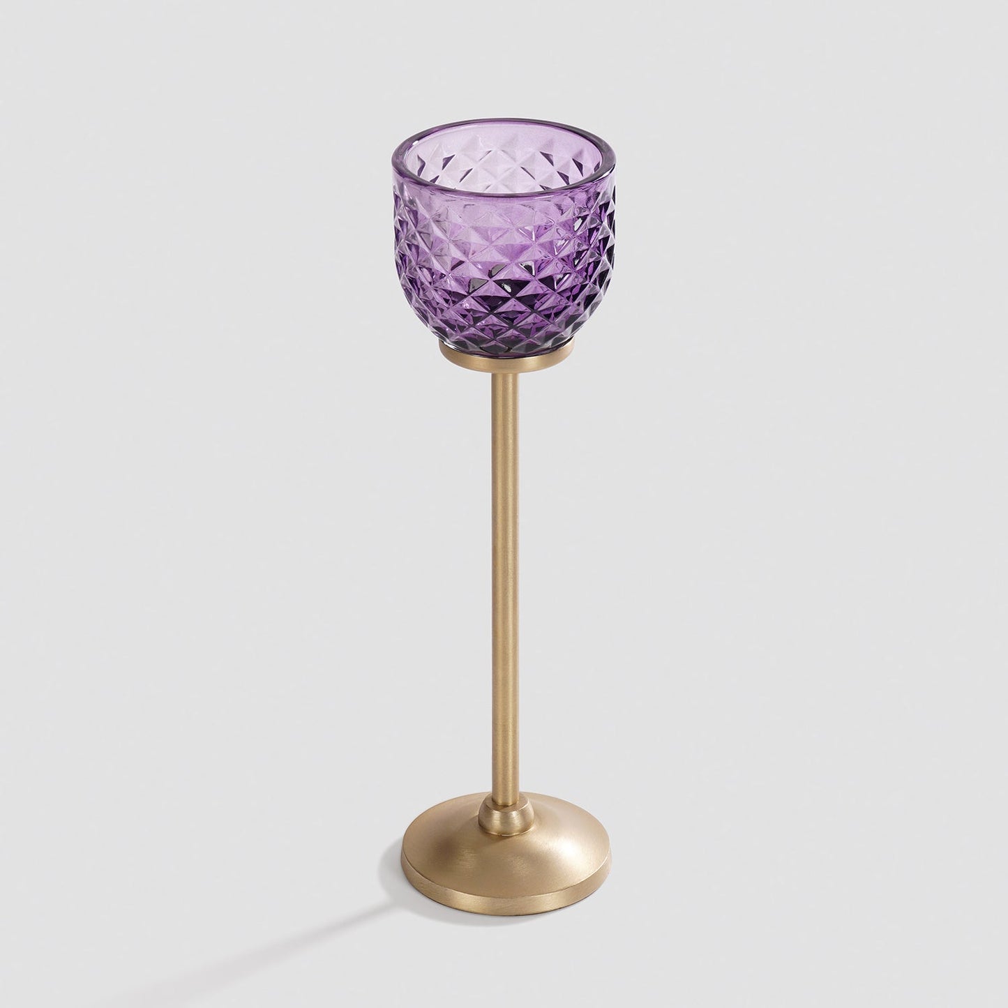 Purple Diamond Texture Candle Holder with Stand - Large