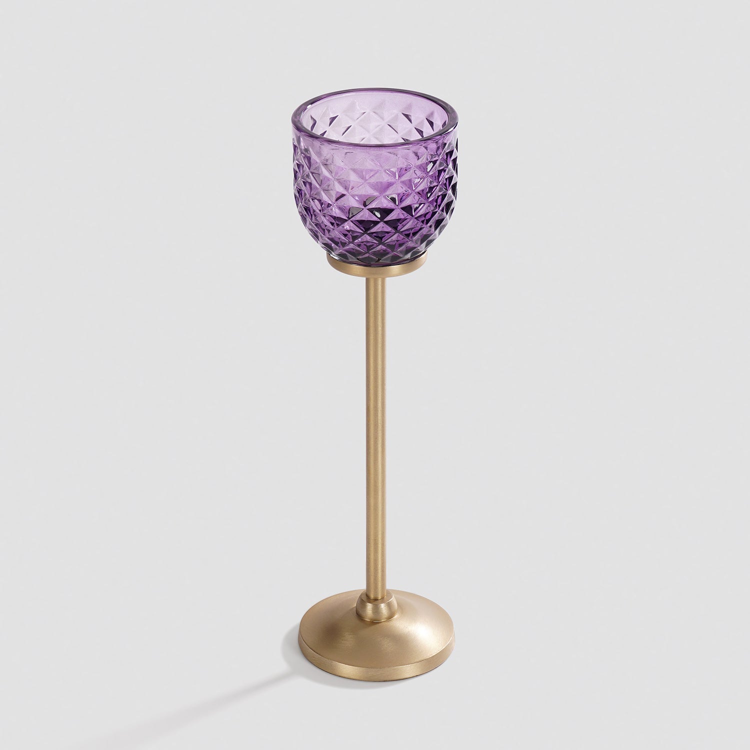 Purple Diamond Texture Candle Holder with Stand - Large