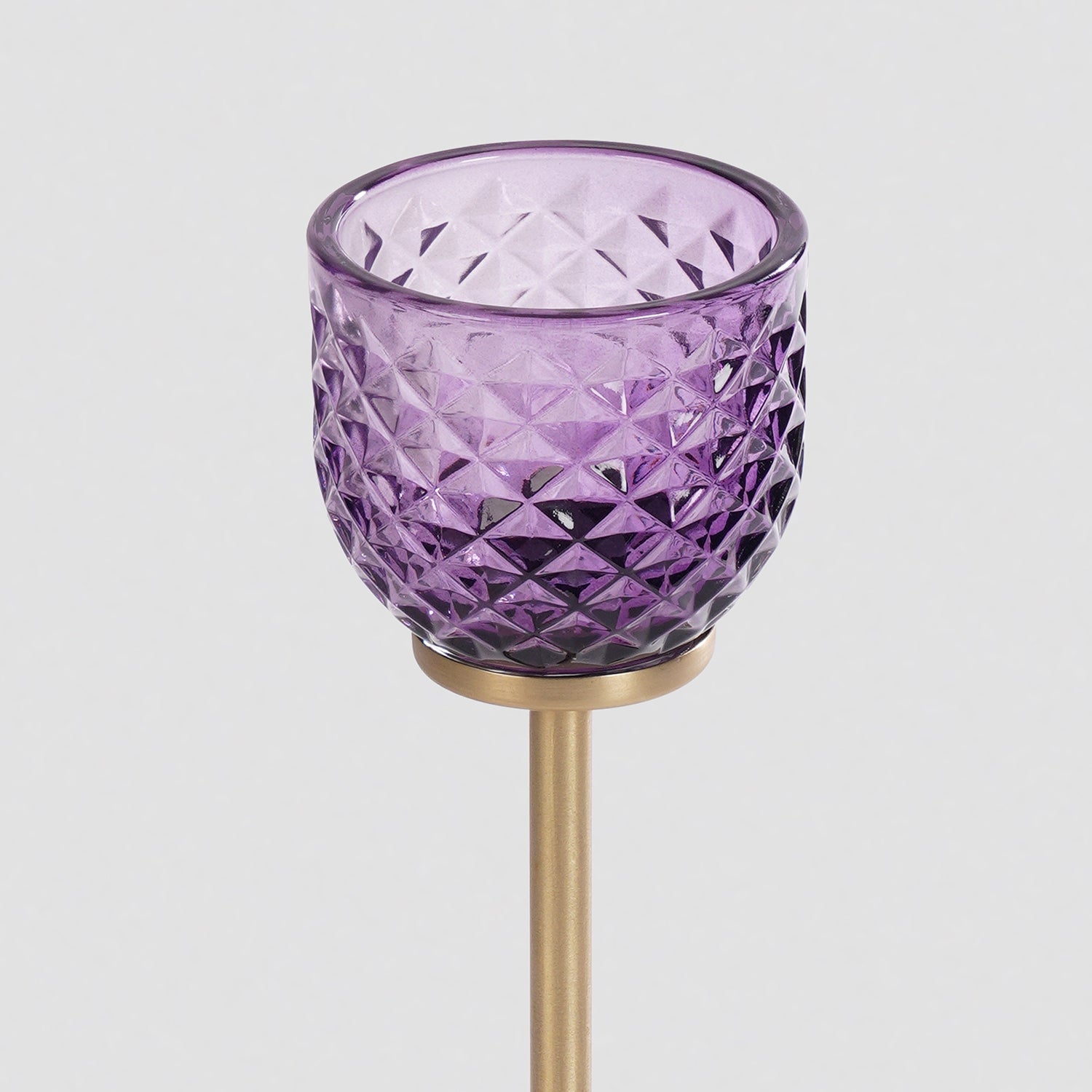 Purple Diamond Texture Candle Holder with Stand - Large