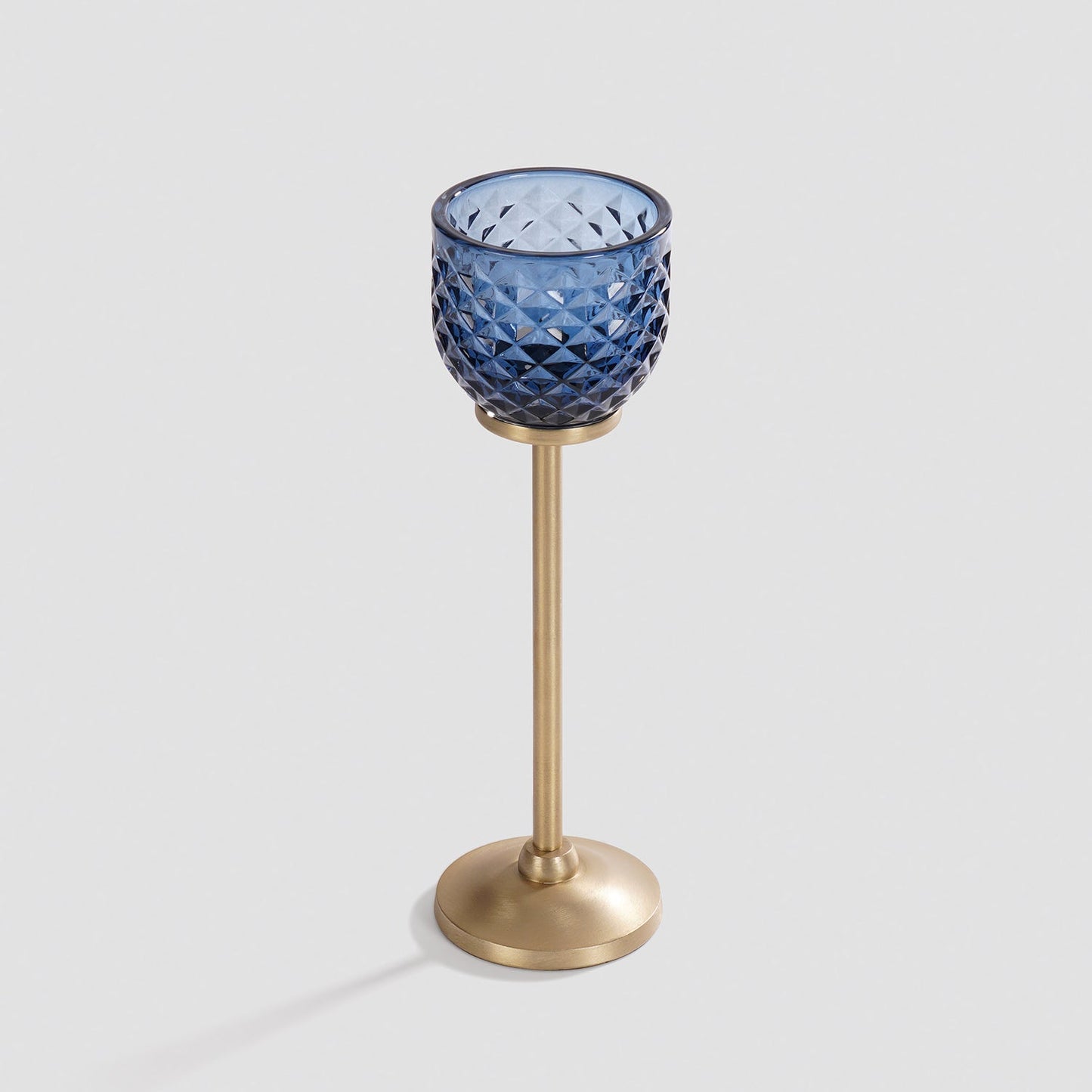 Blue Diamond Texture Candle Holder with Stand - Small