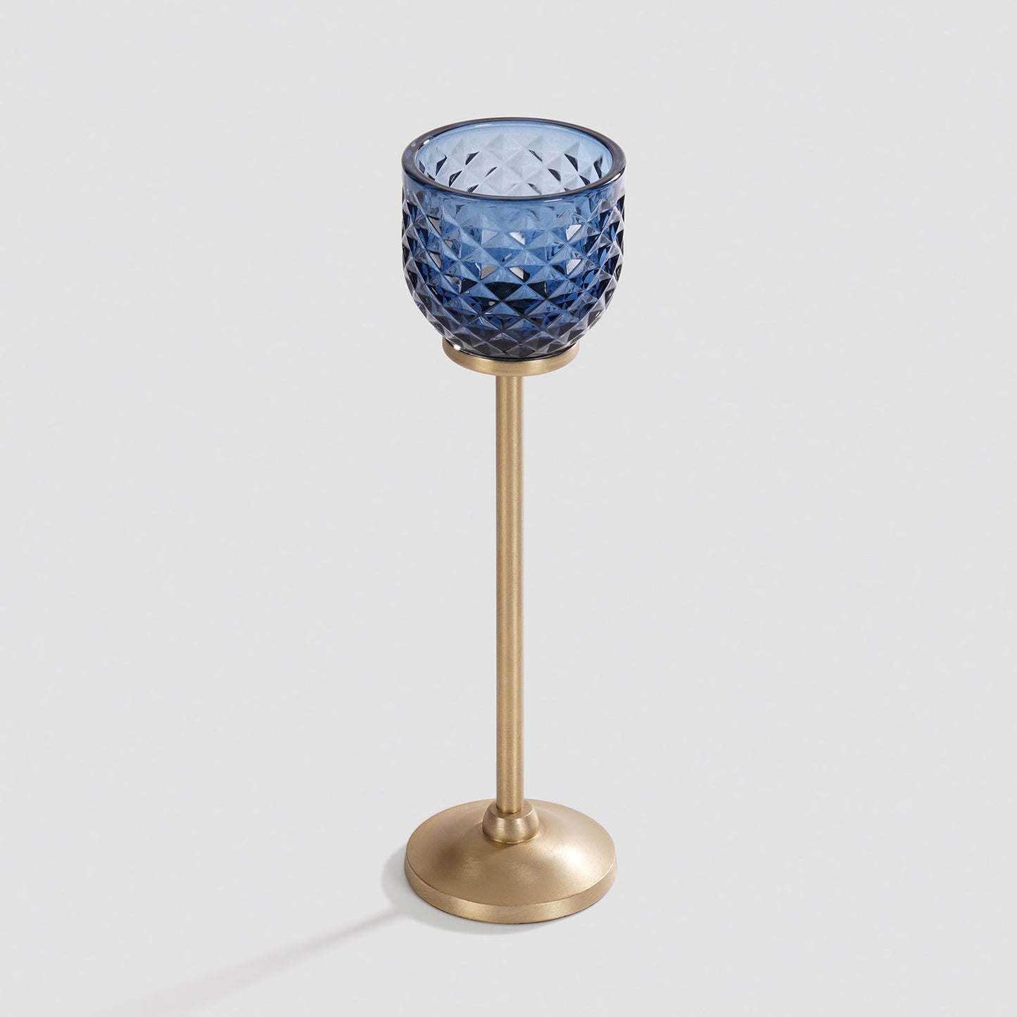 Blue Diamond Texture Candle Holder with Stand - Large