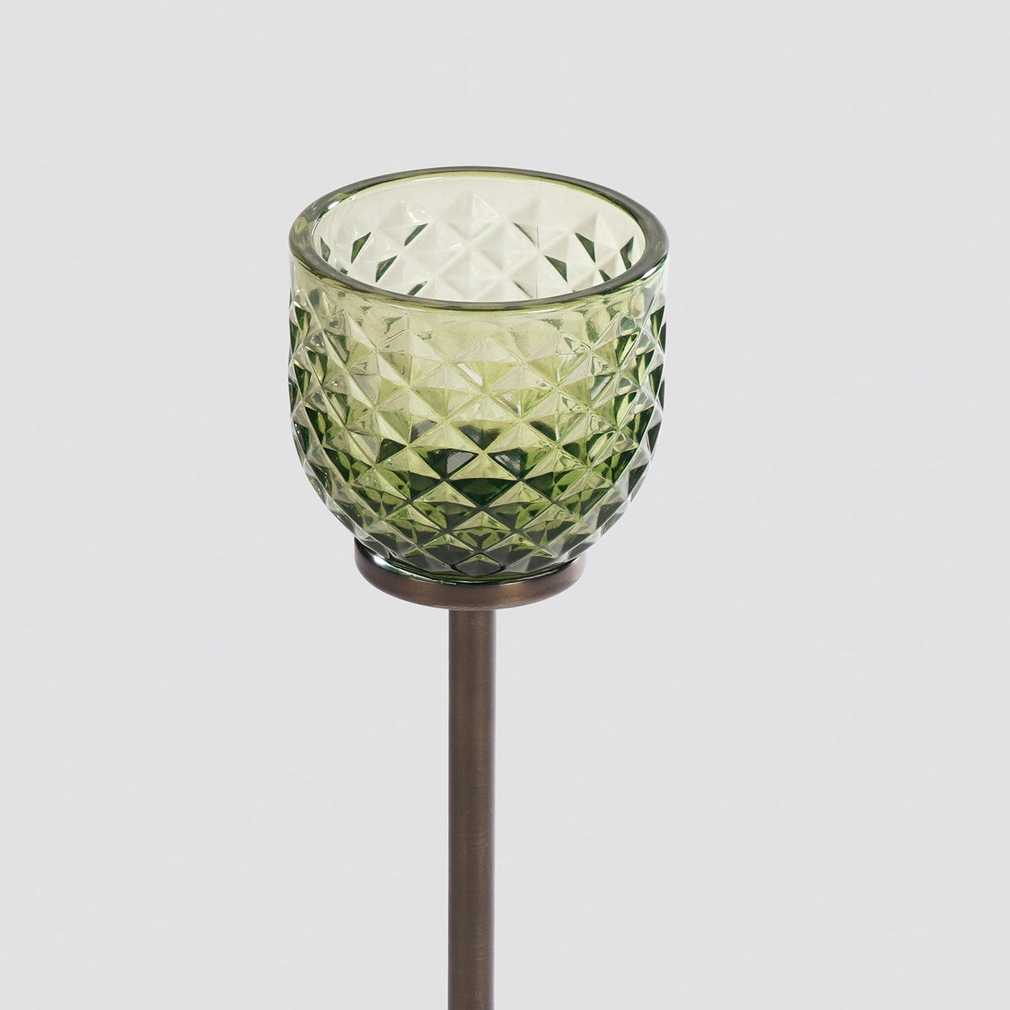 Light Green Diamond Texture Candle Holder with Stand - Large