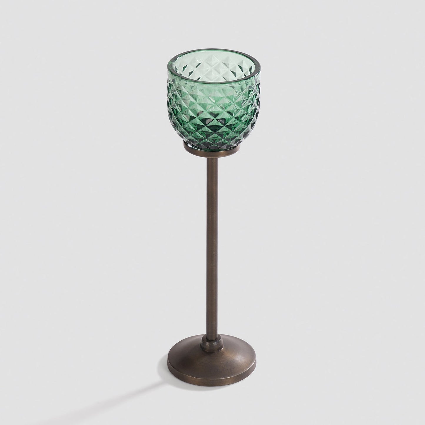 Green Diamond Texture Candle Holder with Stand - Large