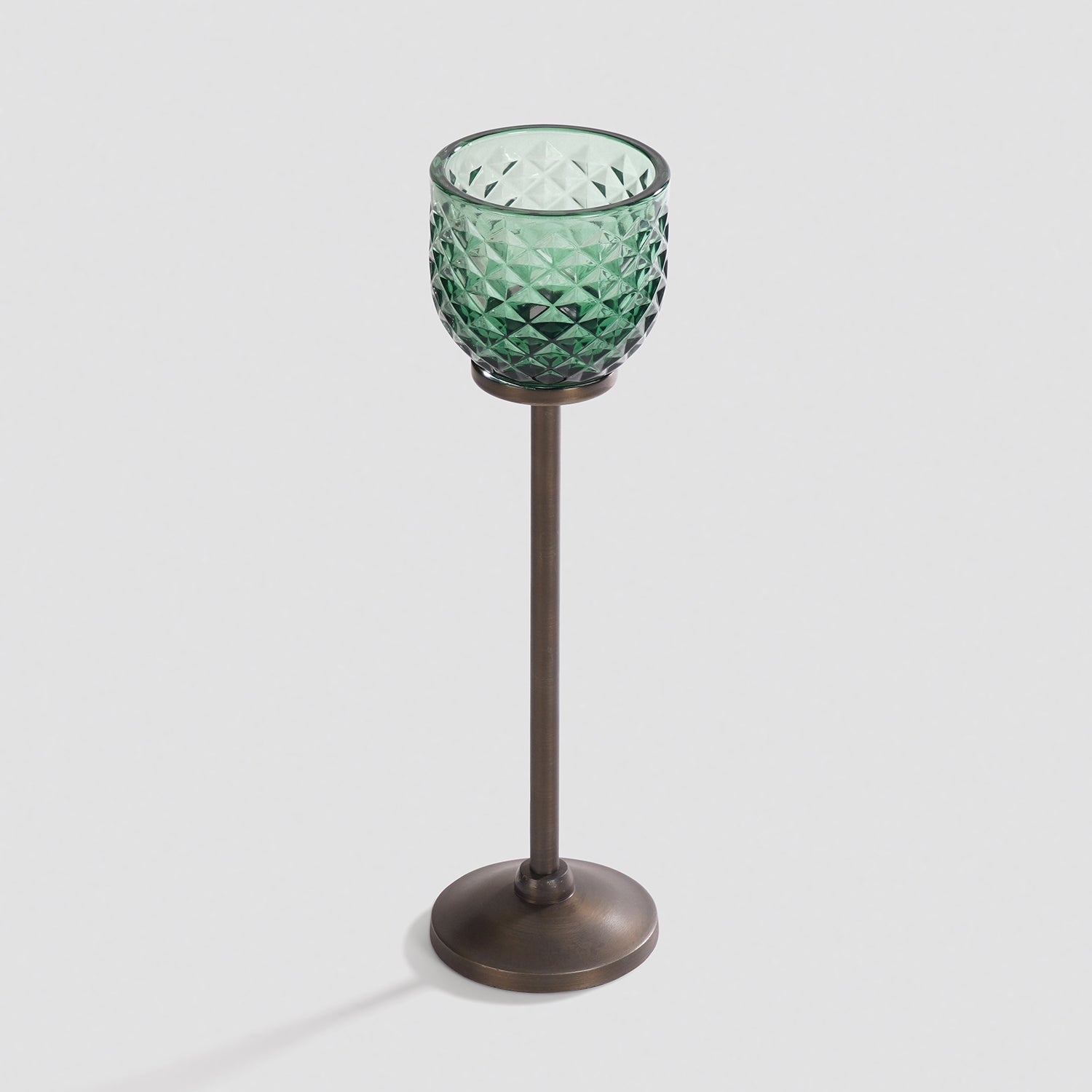 Green Diamond Texture Candle Holder with Stand - Large