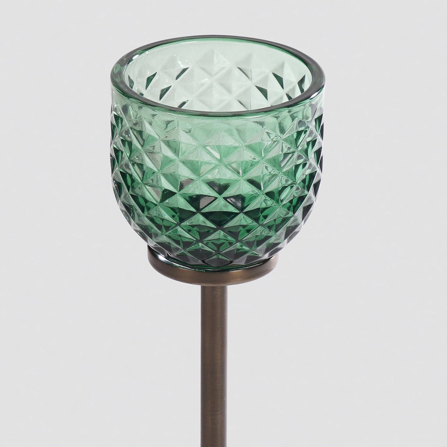Green Diamond Texture Candle Holder with Stand - Large