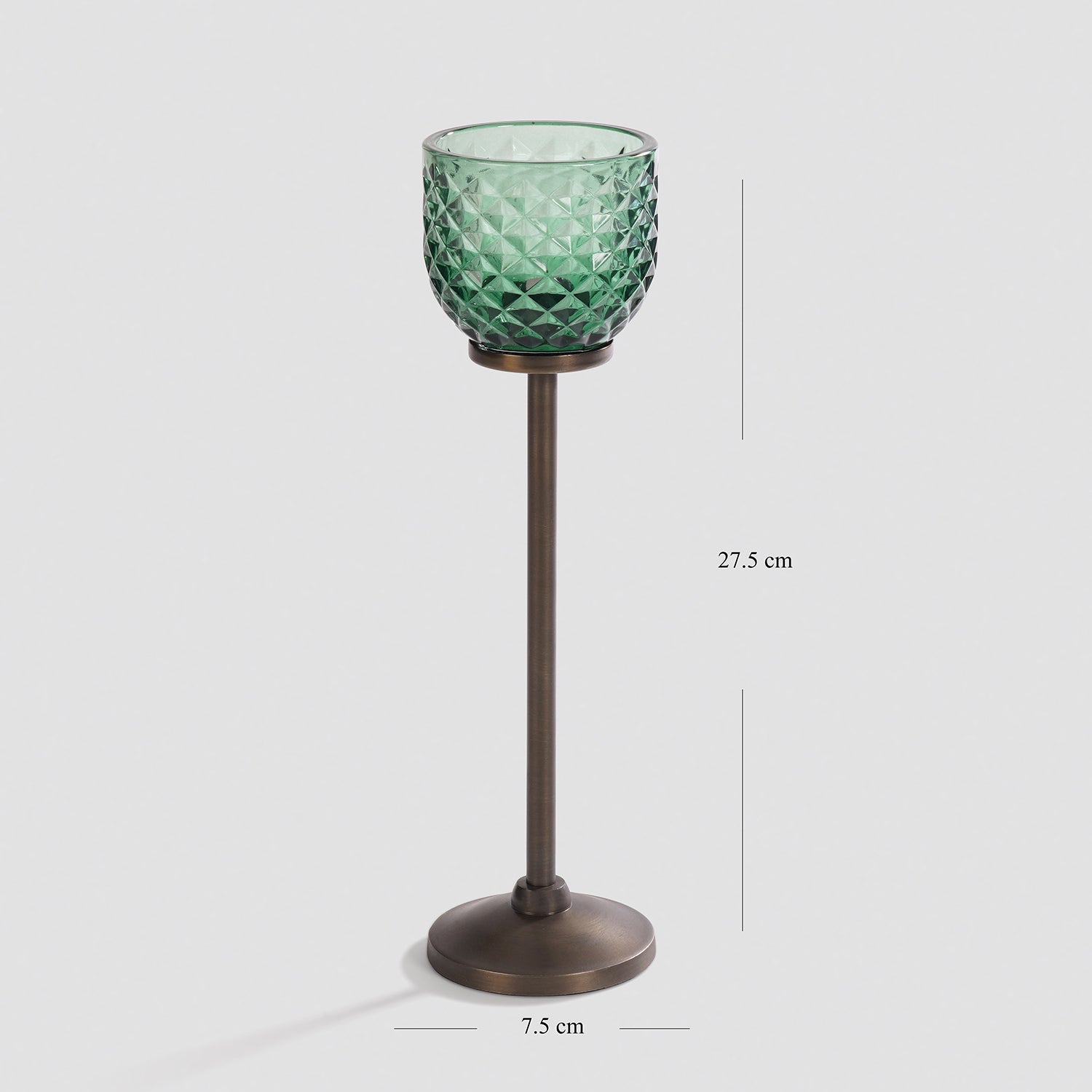 Green Diamond Texture Candle Holder with Stand - Large