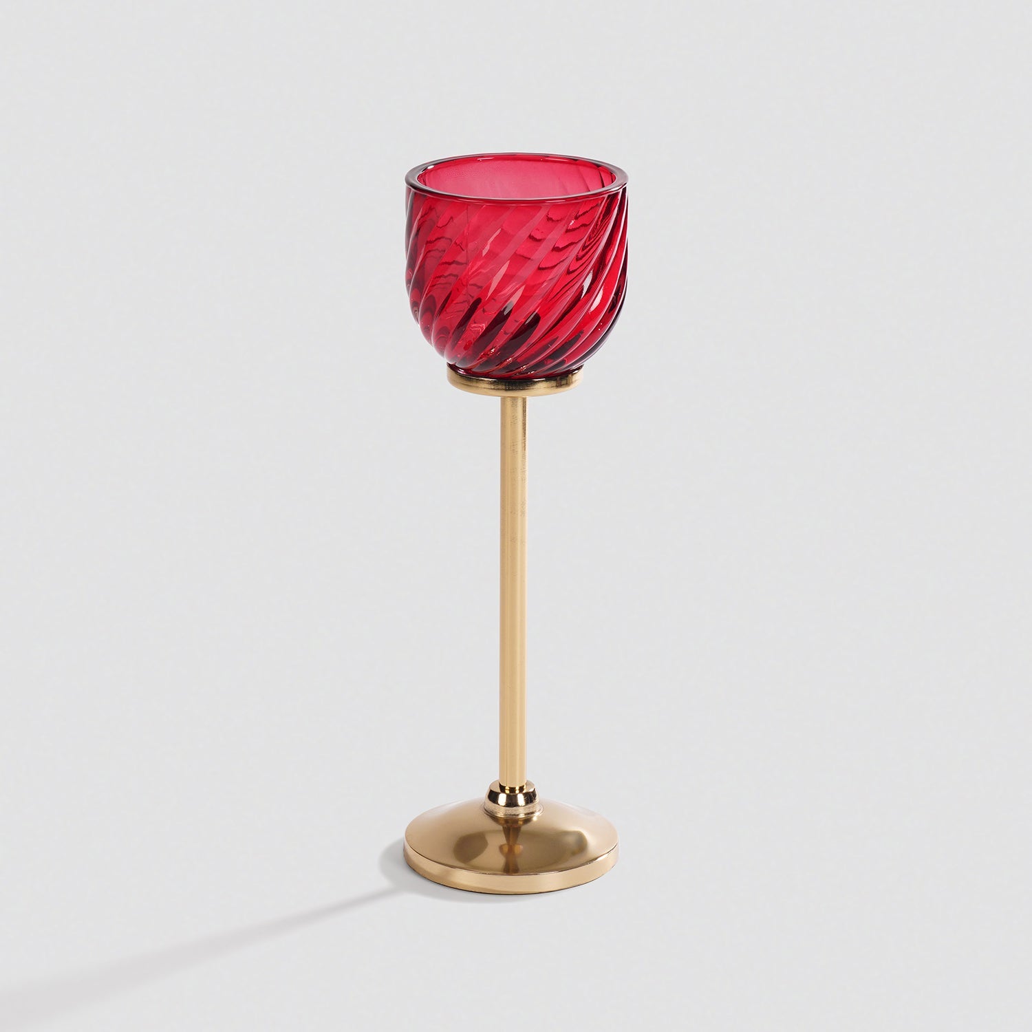 Red Swirl Texture Candle Holder with Stand - Small