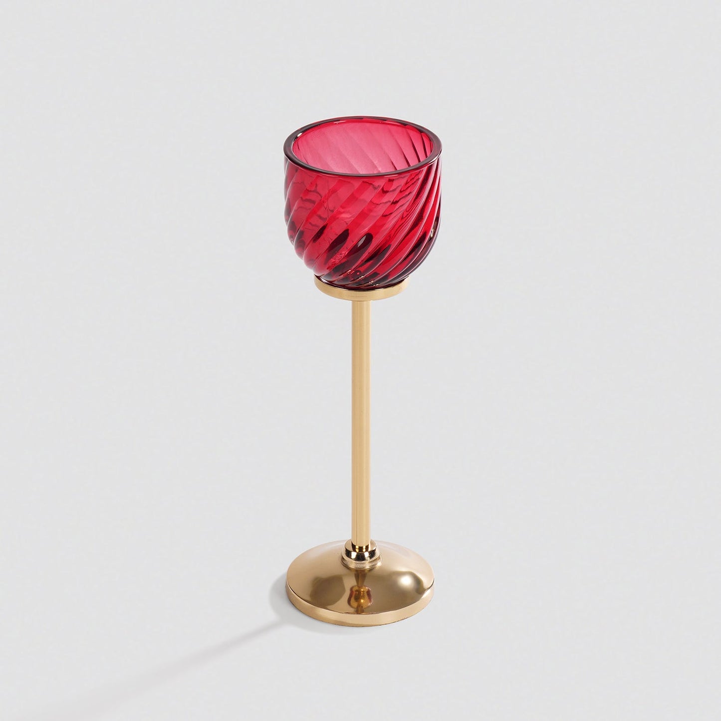 Red Swirl Texture Candle Holder with Stand - Small