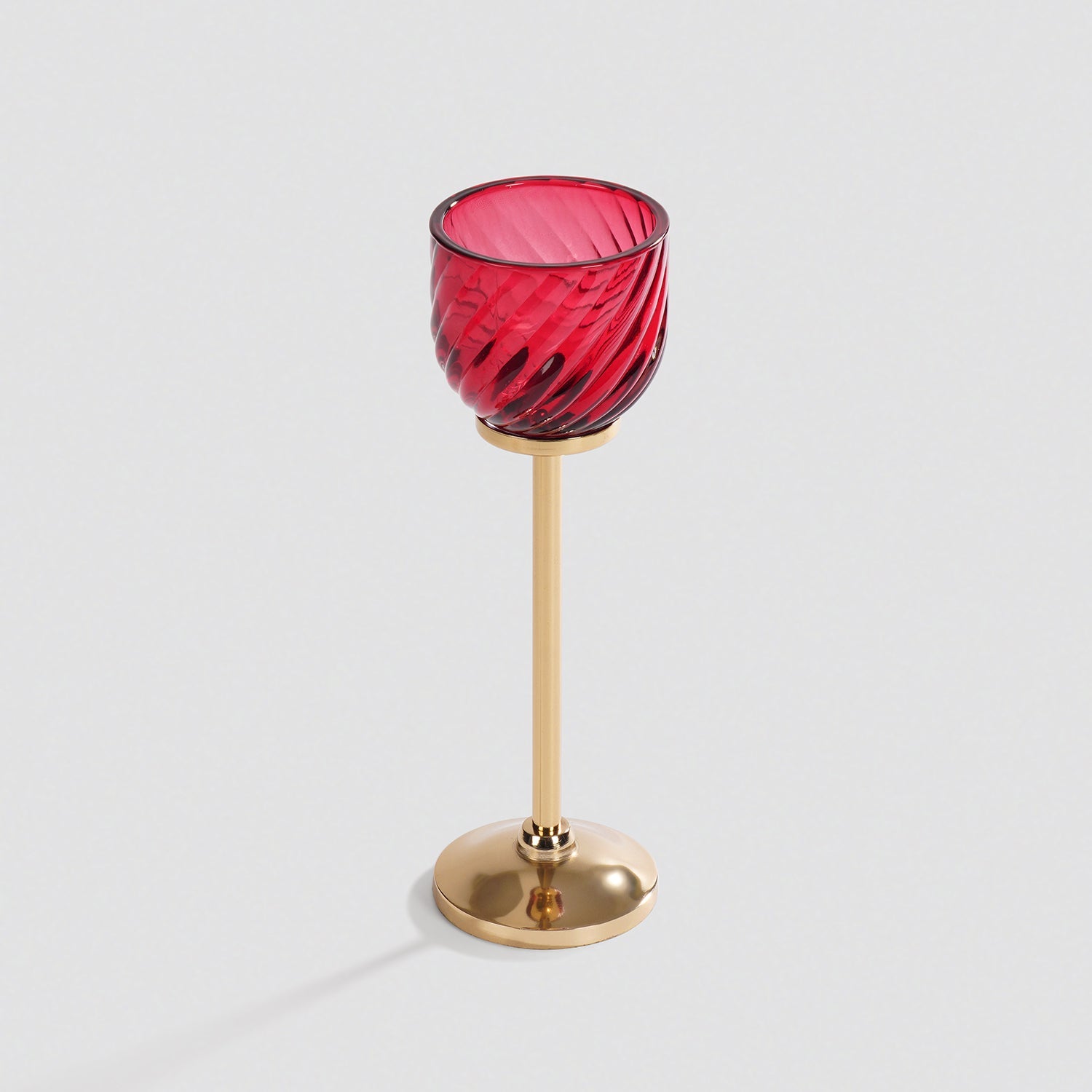 Red Swirl Texture Candle Holder with Stand - Small