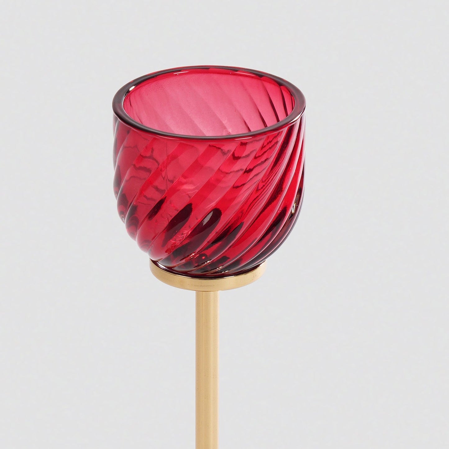 Red Swirl Texture Candle Holder with Stand - Small