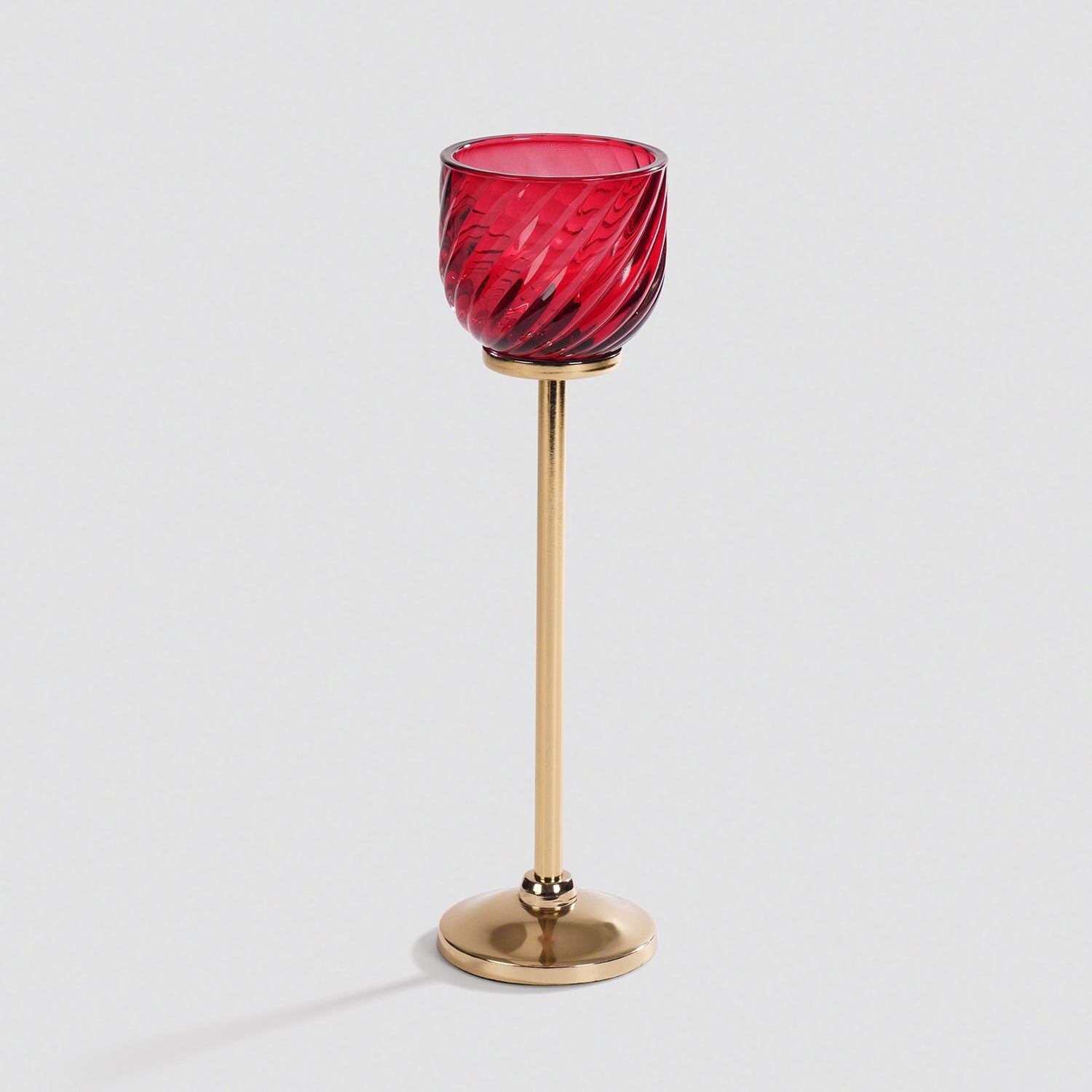 Red Swirl Texture Candle Holder with Stand - Large