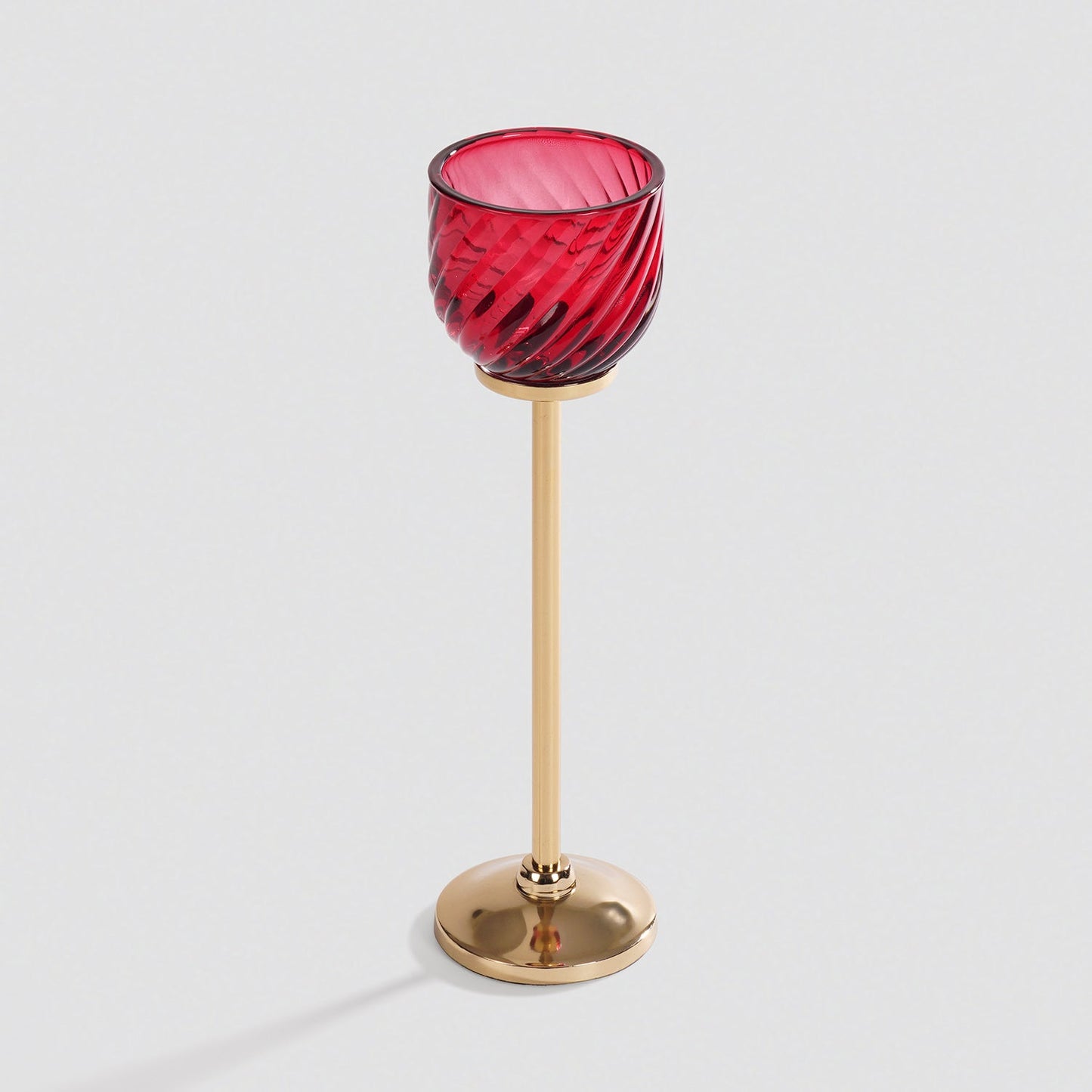 Red Swirl Texture Candle Holder with Stand - Large