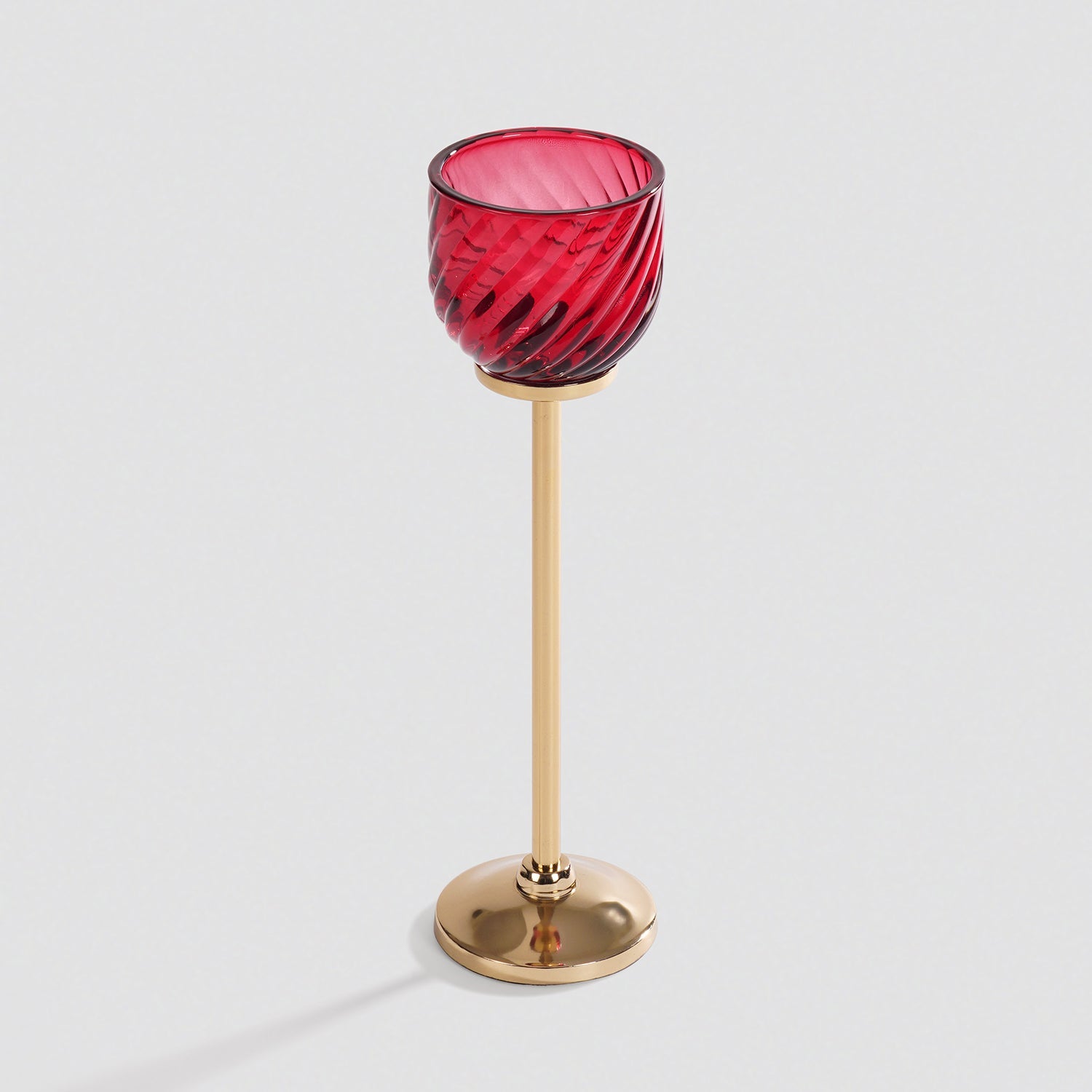 Red Swirl Texture Candle Holder with Stand - Large