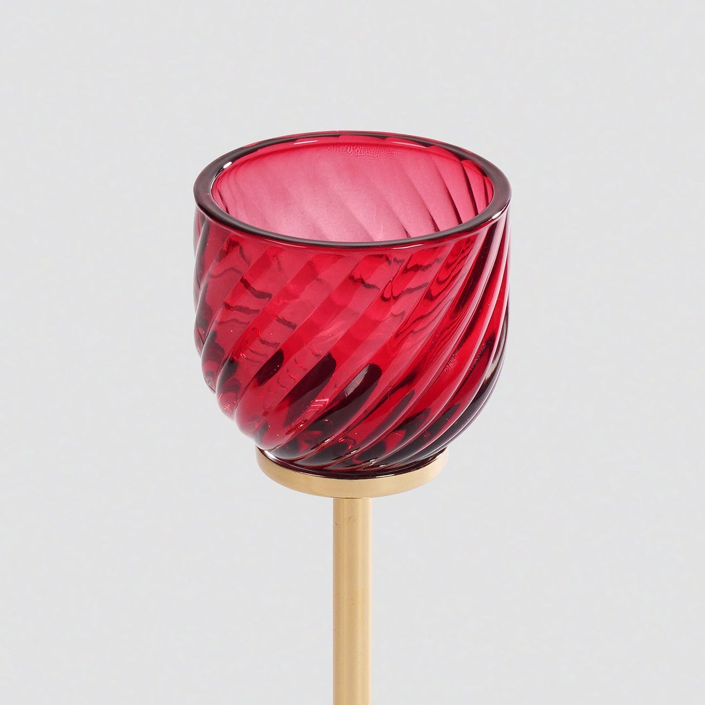 Red Swirl Texture Candle Holder with Stand - Large