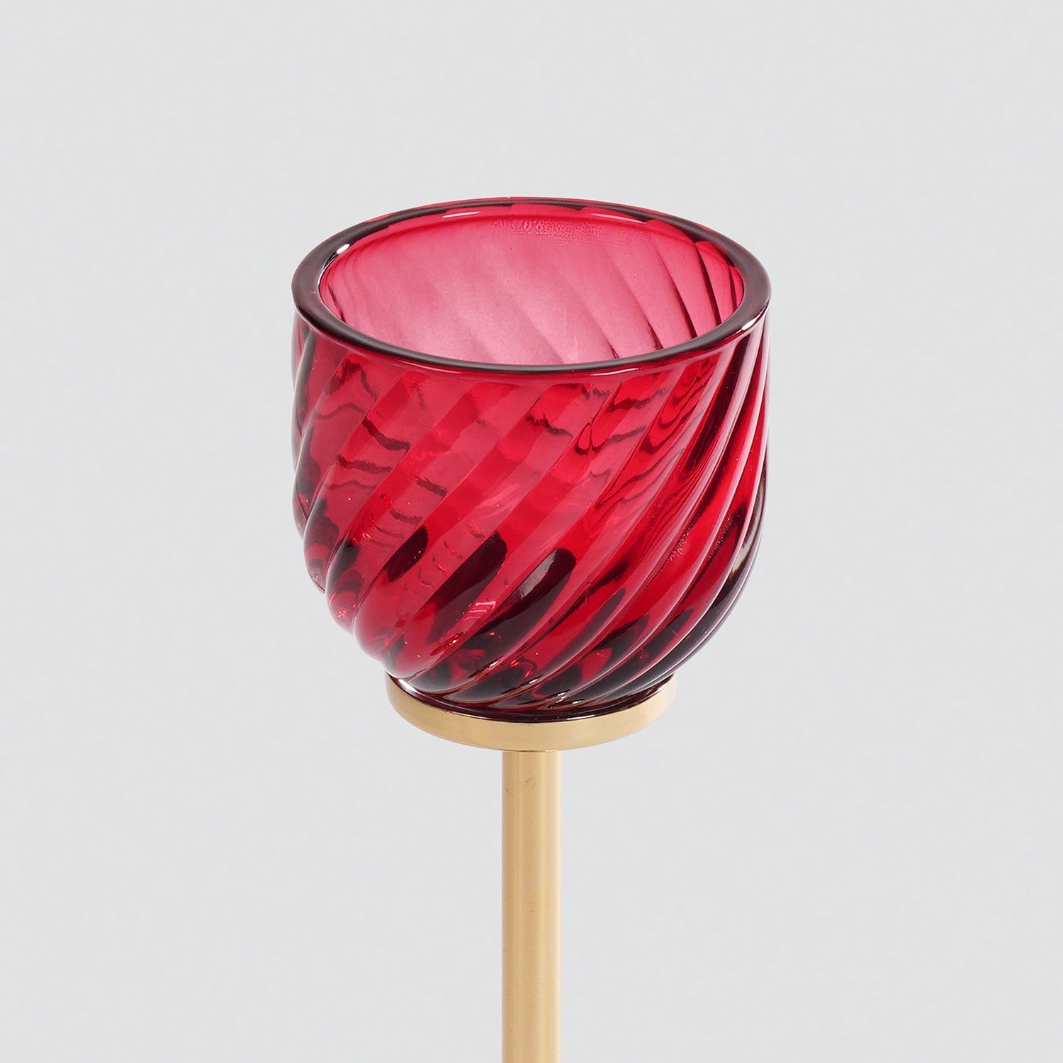 Red Swirl Texture Candle Holder with Stand - Large