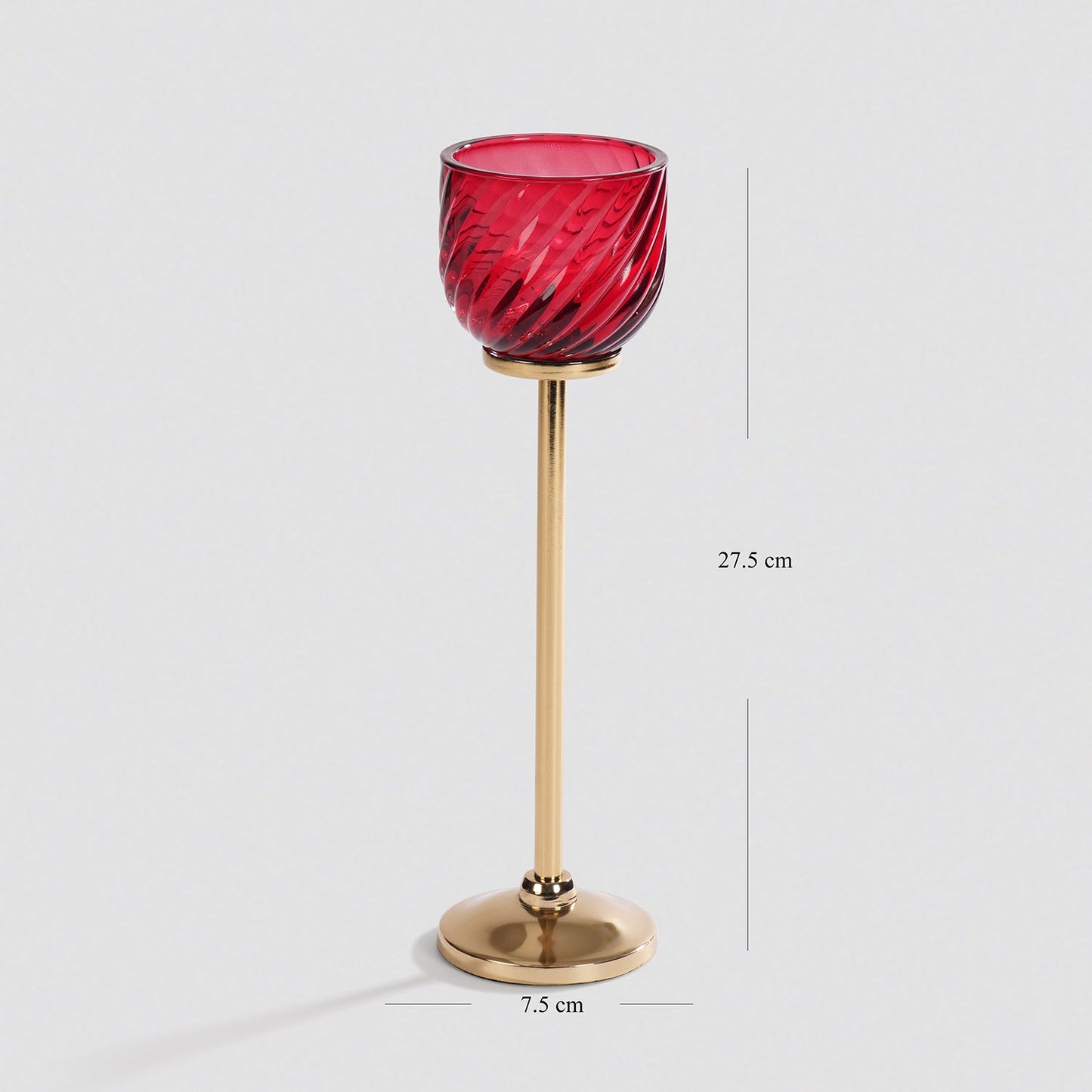 Red Swirl Texture Candle Holder with Stand - Large