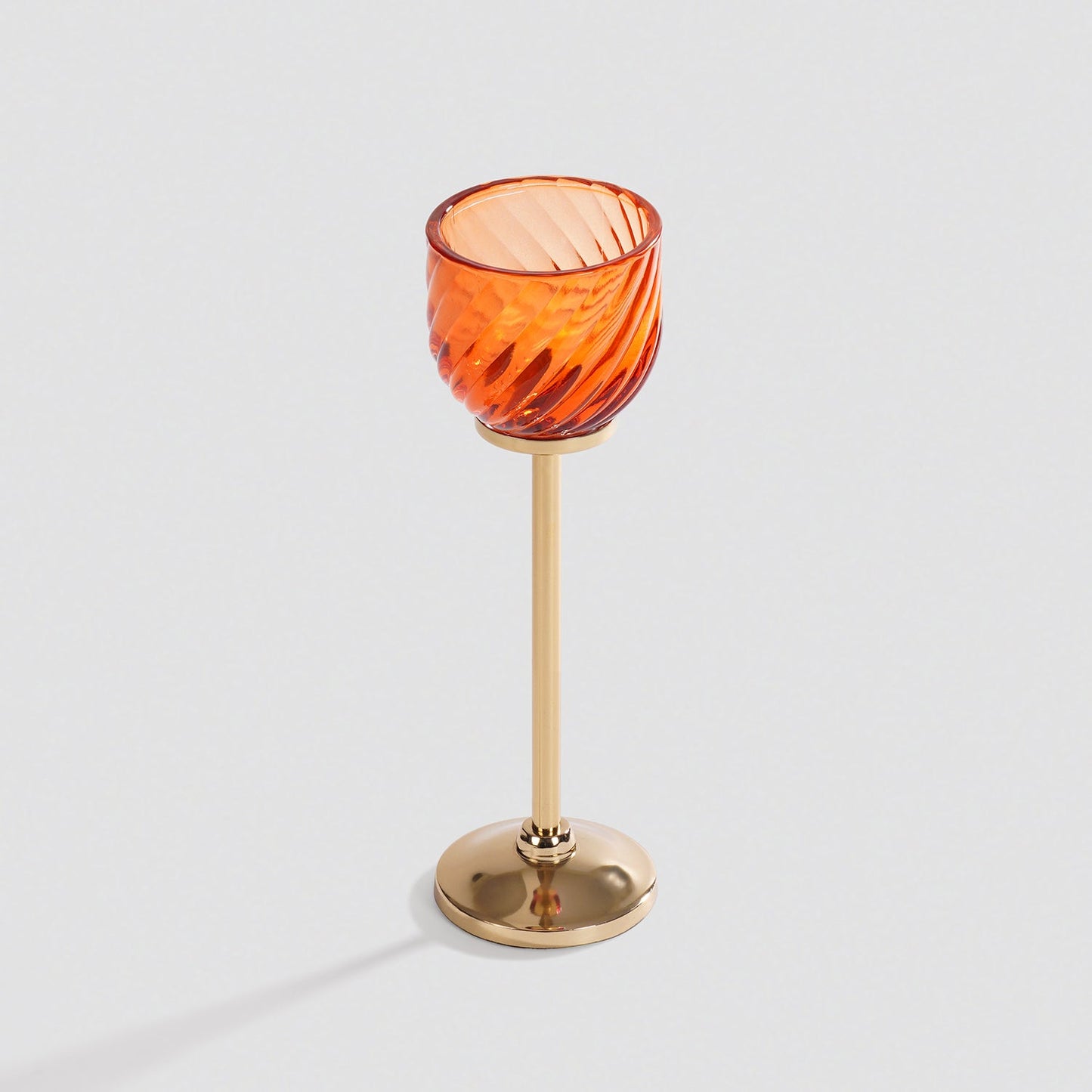 Orange Swirl Texture Candle Holder with Stand - Small