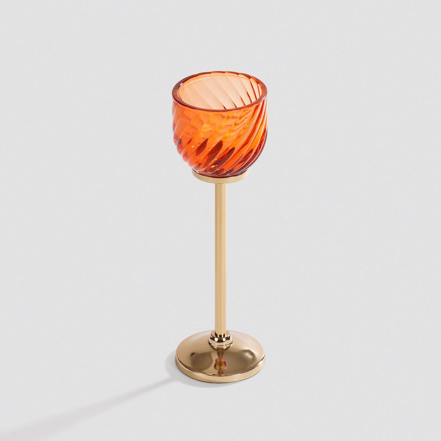 Orange Swirl Texture Candle Holder with Stand - Small
