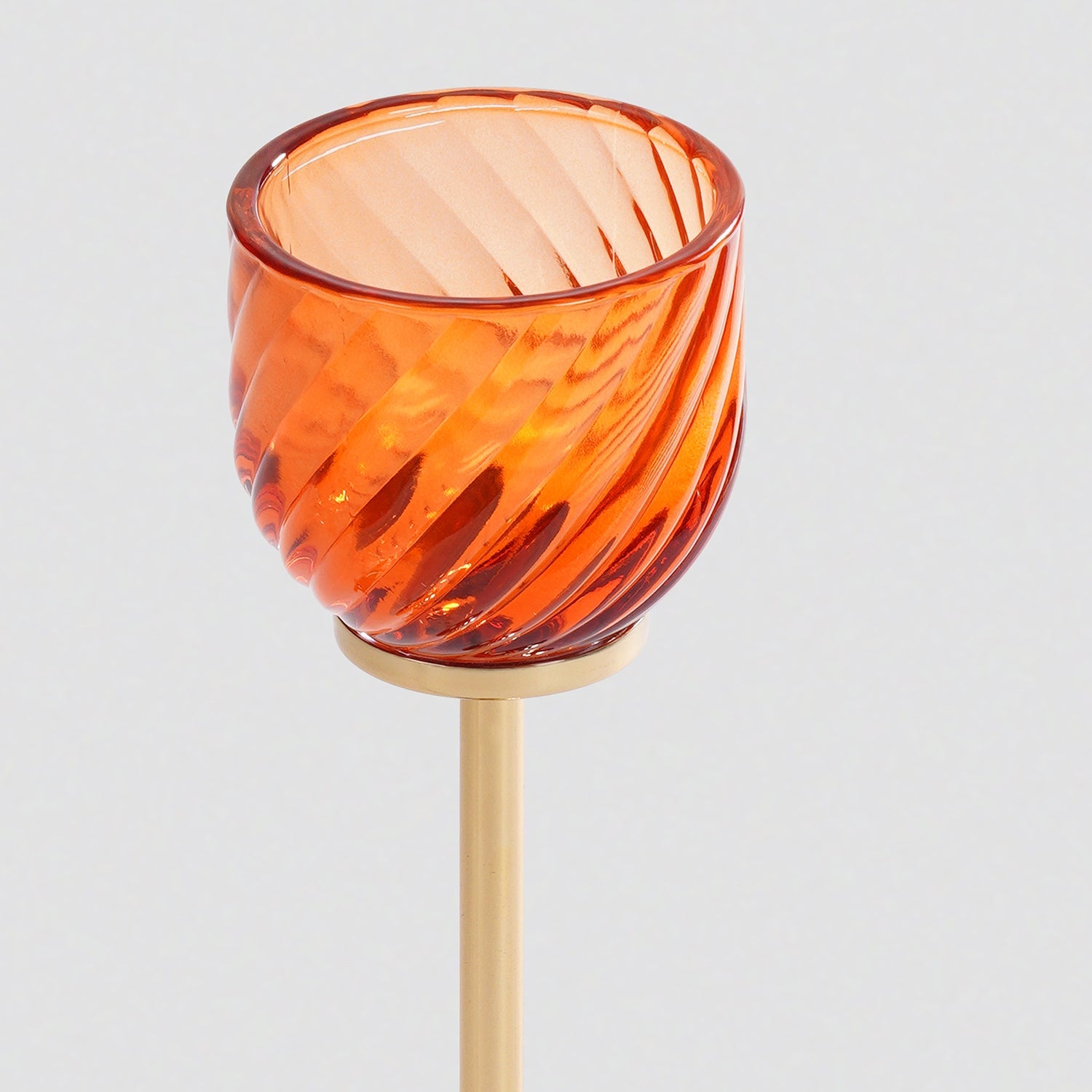 Orange Swirl Texture Candle Holder with Stand - Small