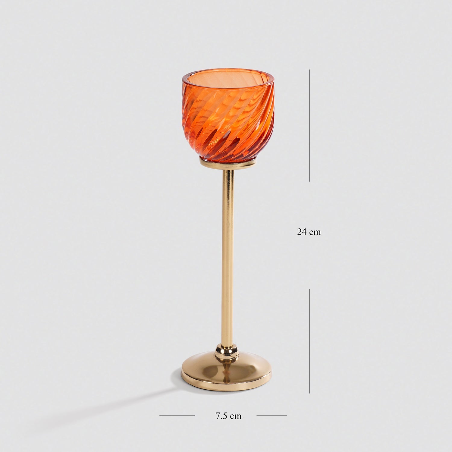 Orange Swirl Texture Candle Holder with Stand - Small