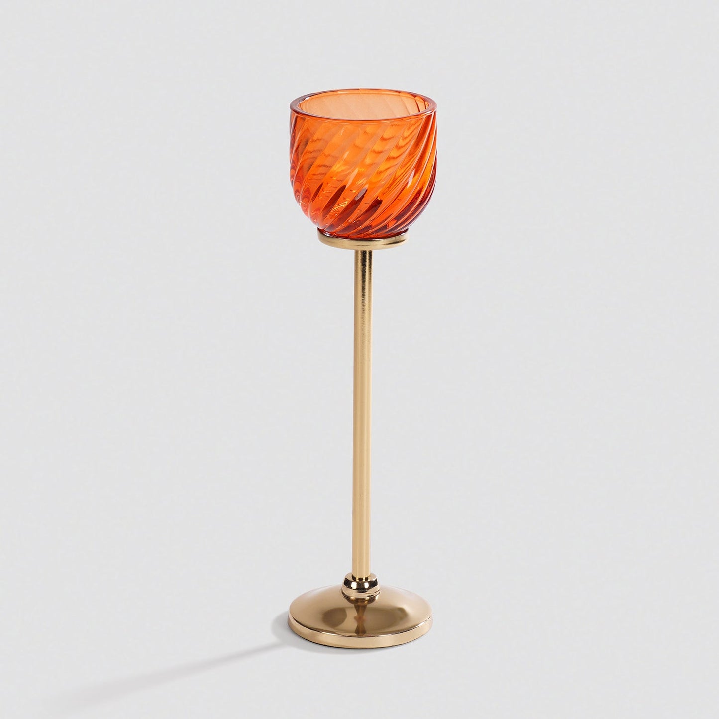Orange Swirl Texture Candle Holder with Stand - Large