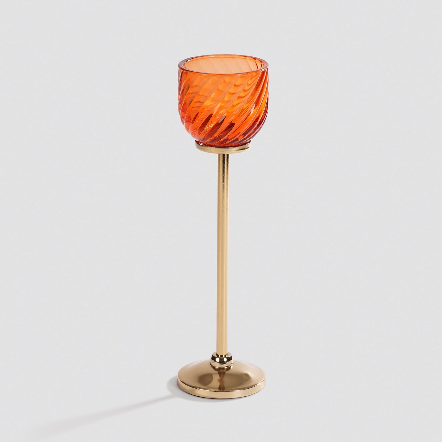 Orange Swirl Texture Candle Holder with Stand - Large
