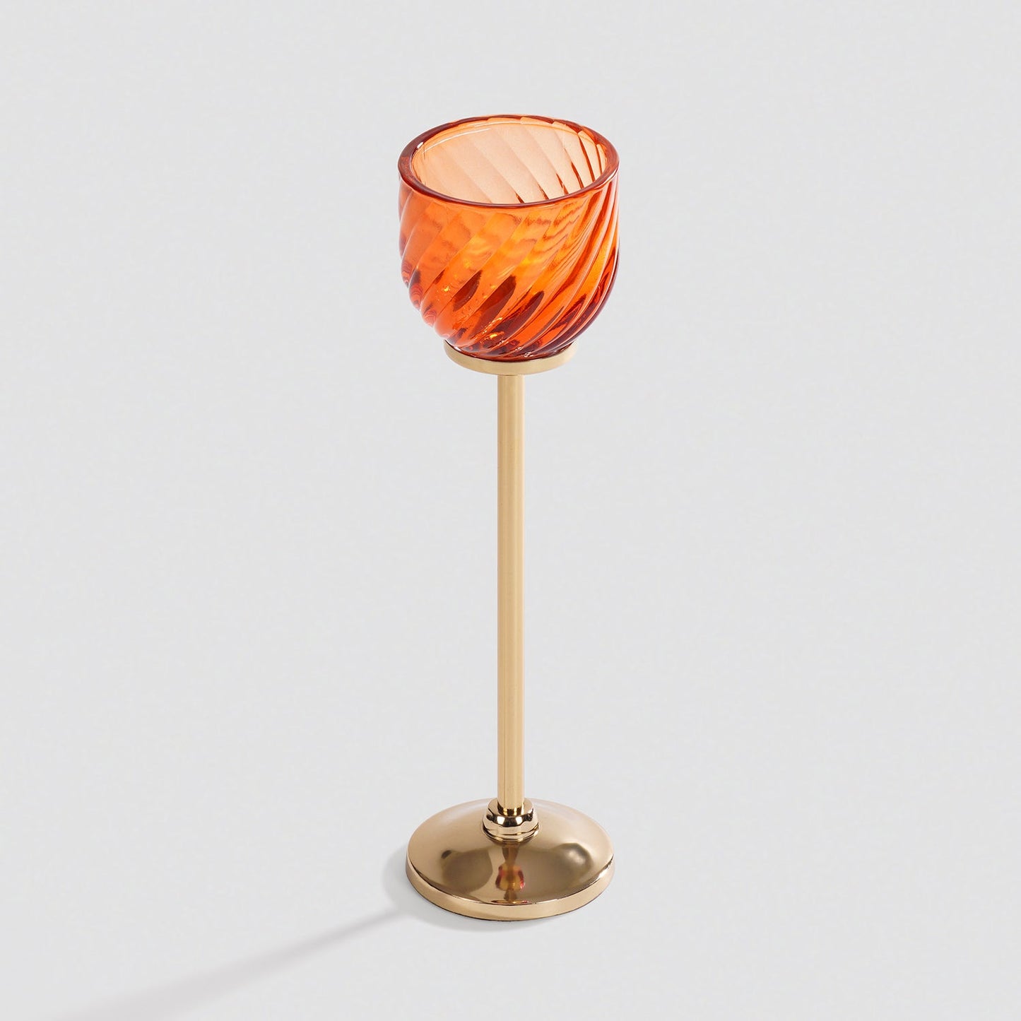 Orange Swirl Texture Candle Holder with Stand - Large