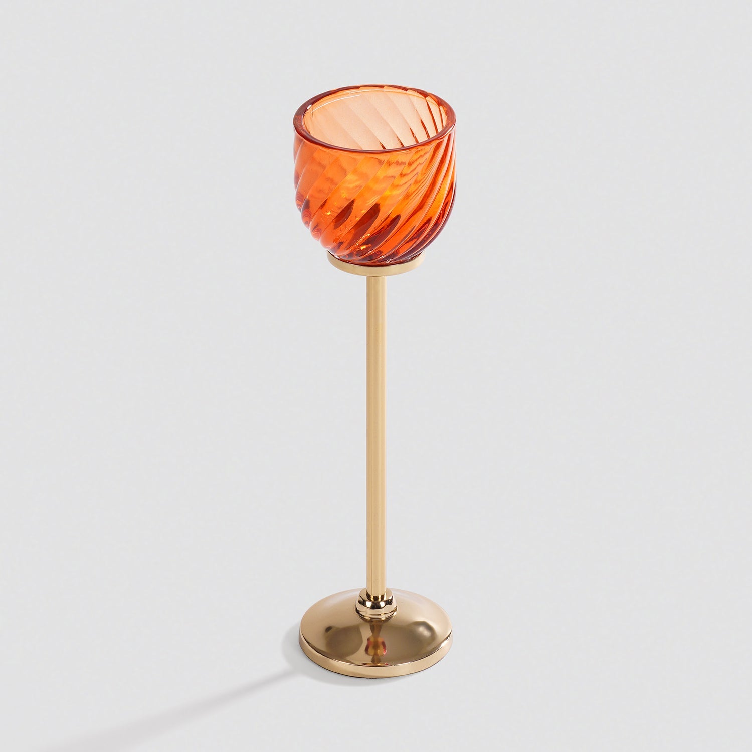Orange Swirl Texture Candle Holder with Stand - Large