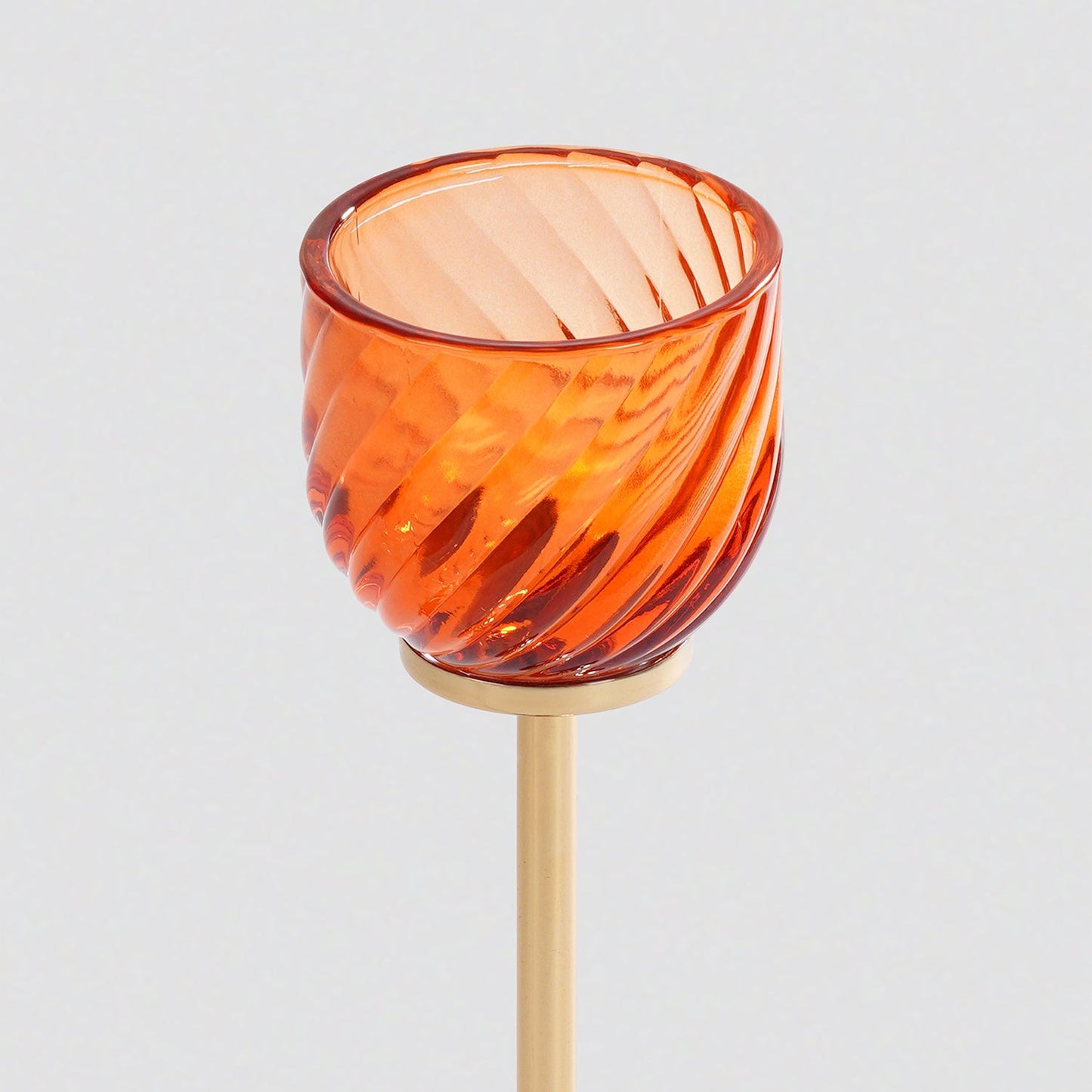 Orange Swirl Texture Candle Holder with Stand - Large