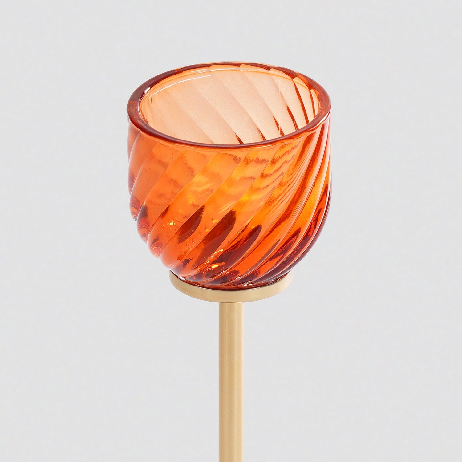 Orange Swirl Texture Candle Holder with Stand - Large