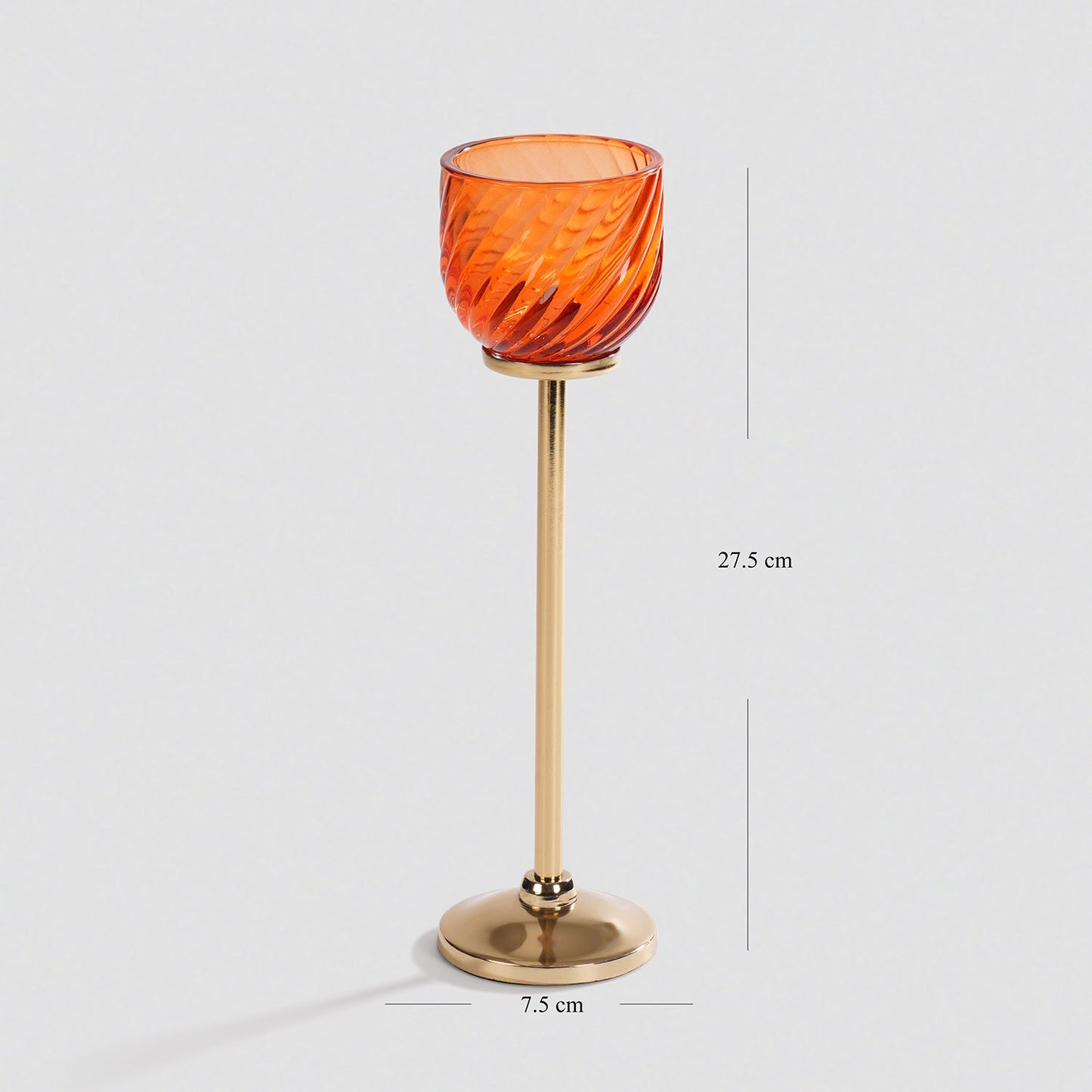 Orange Swirl Texture Candle Holder with Stand - Large