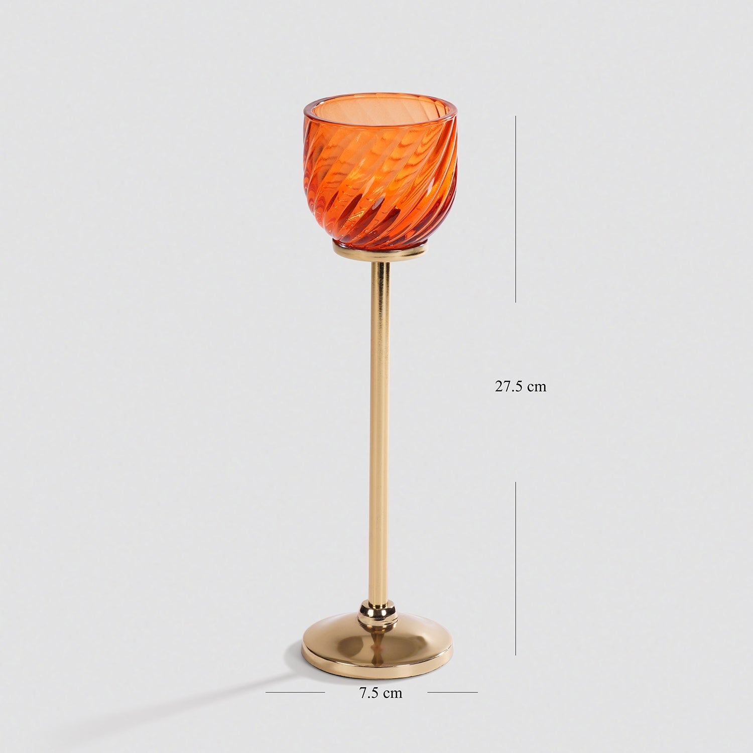 Orange Swirl Texture Candle Holder with Stand - Large