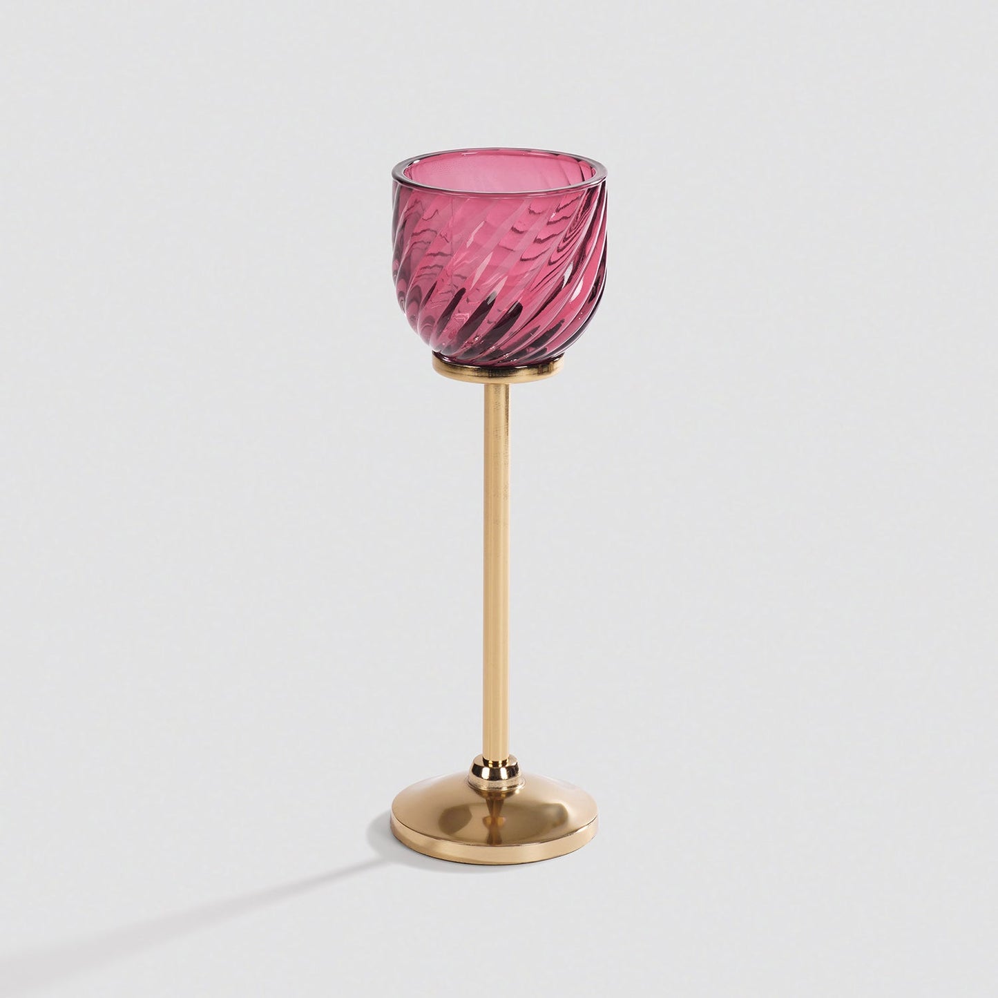 Dark Pink Swirl Texture Candle Holder with Stand - Small