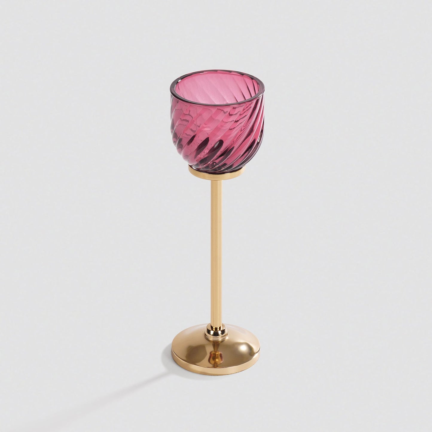 Dark Pink Swirl Texture Candle Holder with Stand - Small
