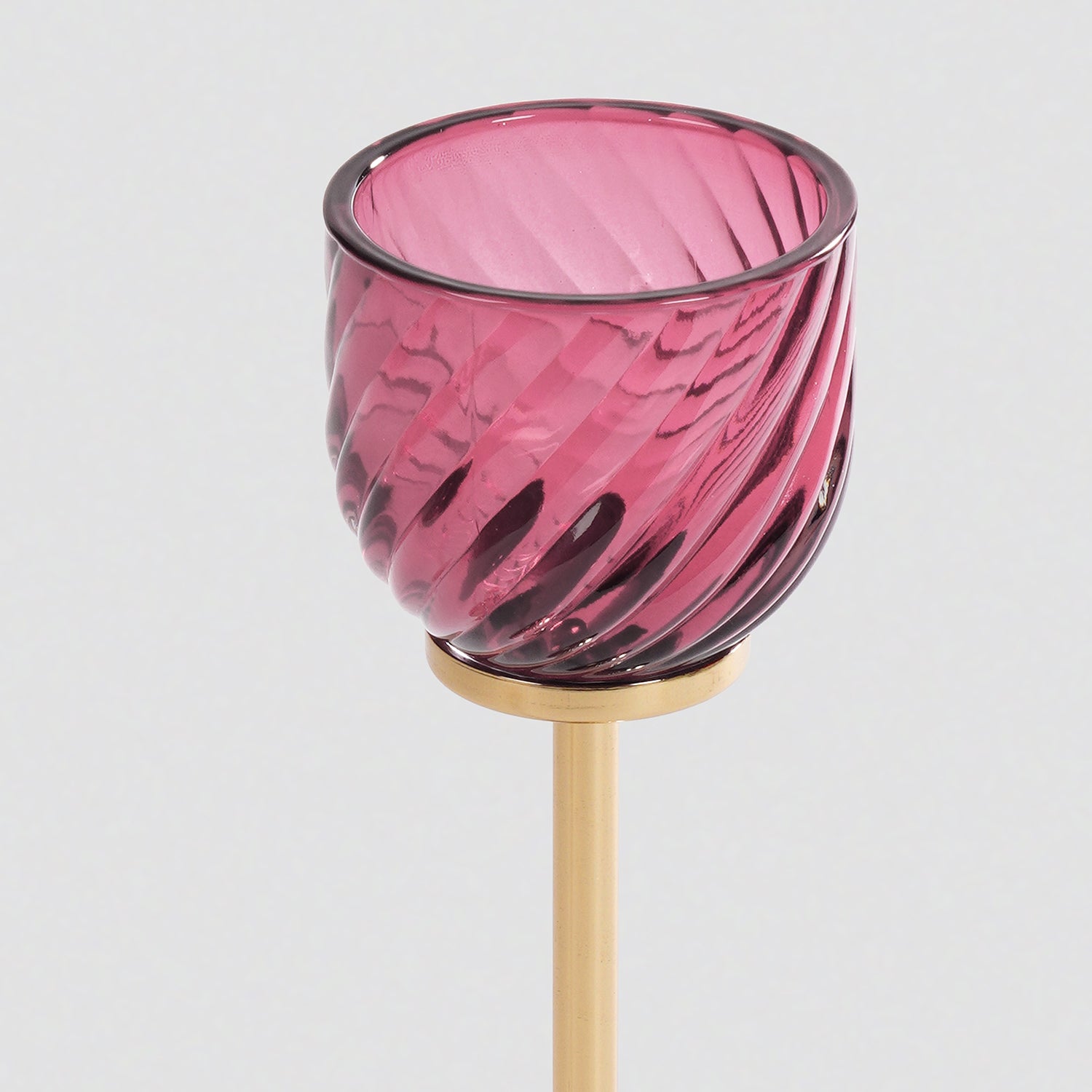 Dark Pink Swirl Texture Candle Holder with Stand - Small