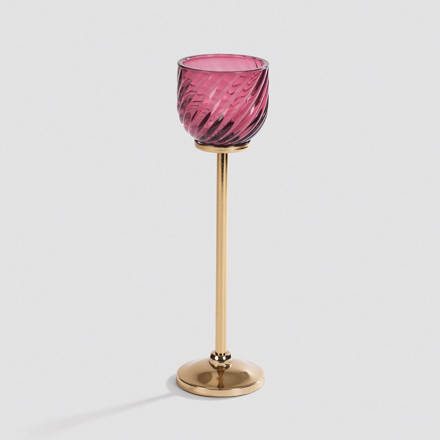 Dark Pink Swirl Texture Candle Holder with Stand - Large