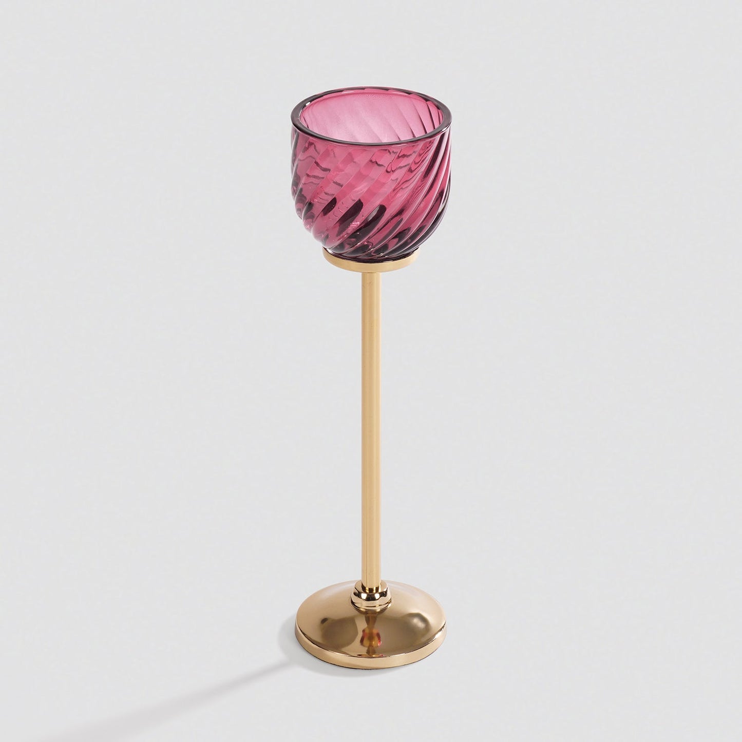 Dark Pink Swirl Texture Candle Holder with Stand - Large