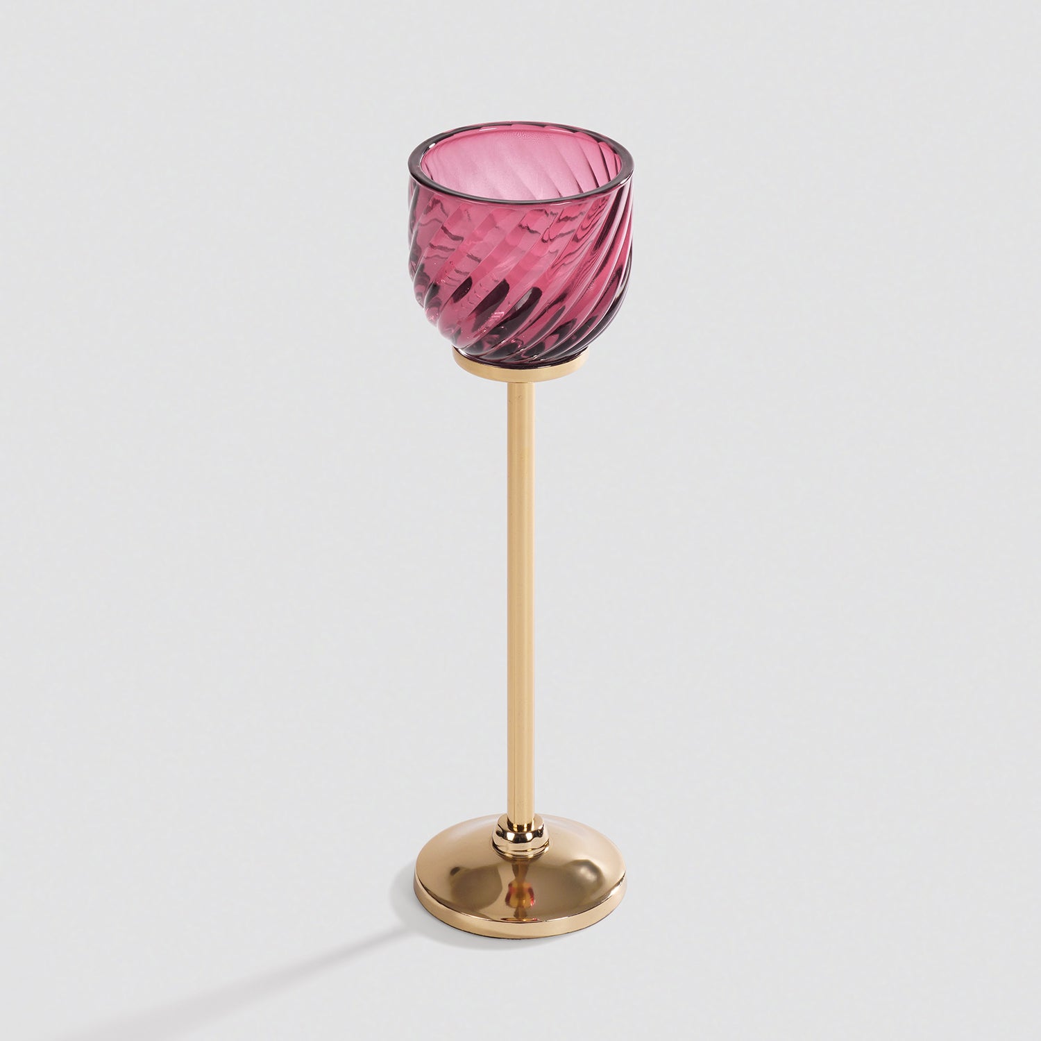 Dark Pink Swirl Texture Candle Holder with Stand - Large